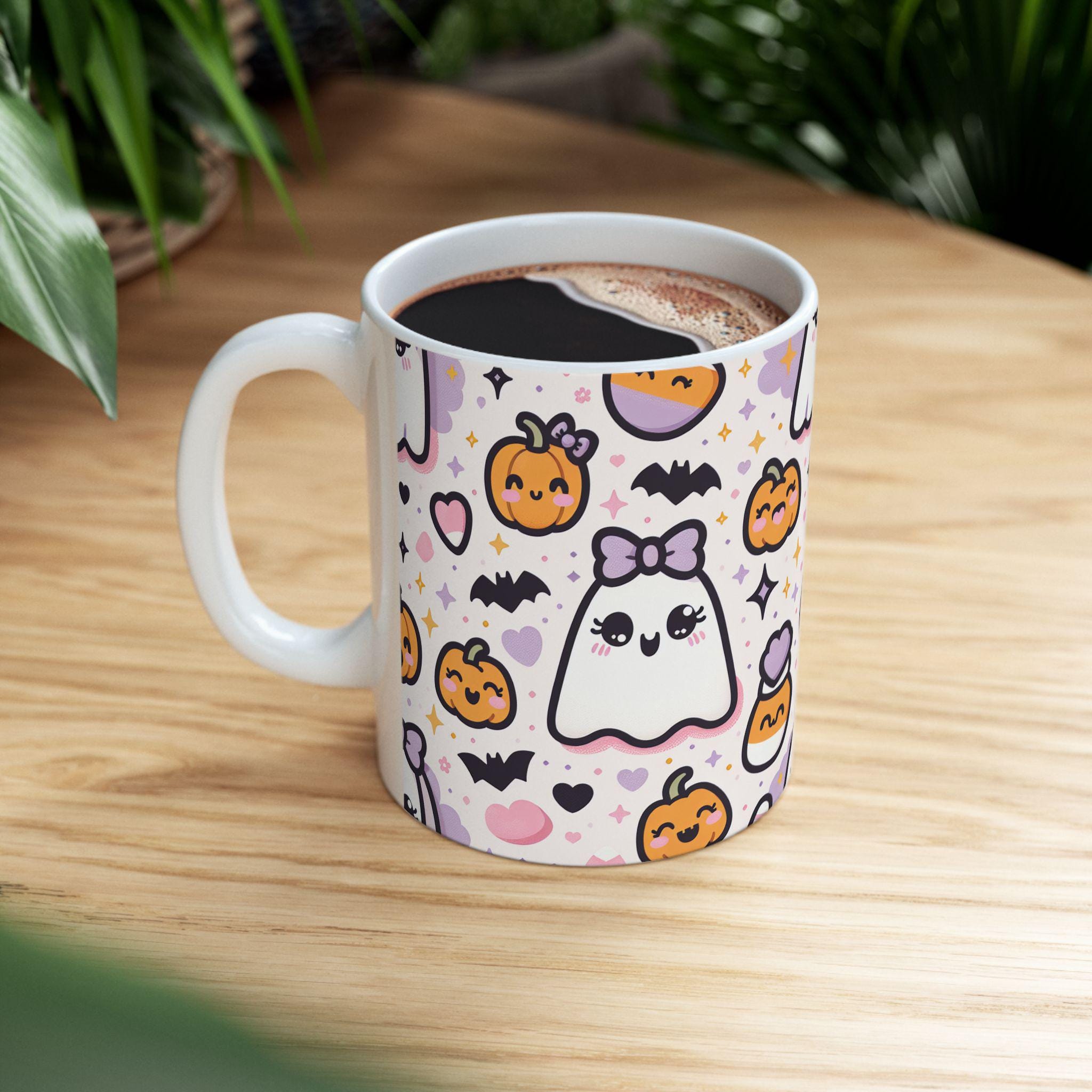 Cute Halloween Ghost Ceramic Mug - Perfect for Fall Decor, Coffee Lovers, Gift for Spooky Season, Cozy Vibes, 11oz & 15oz
