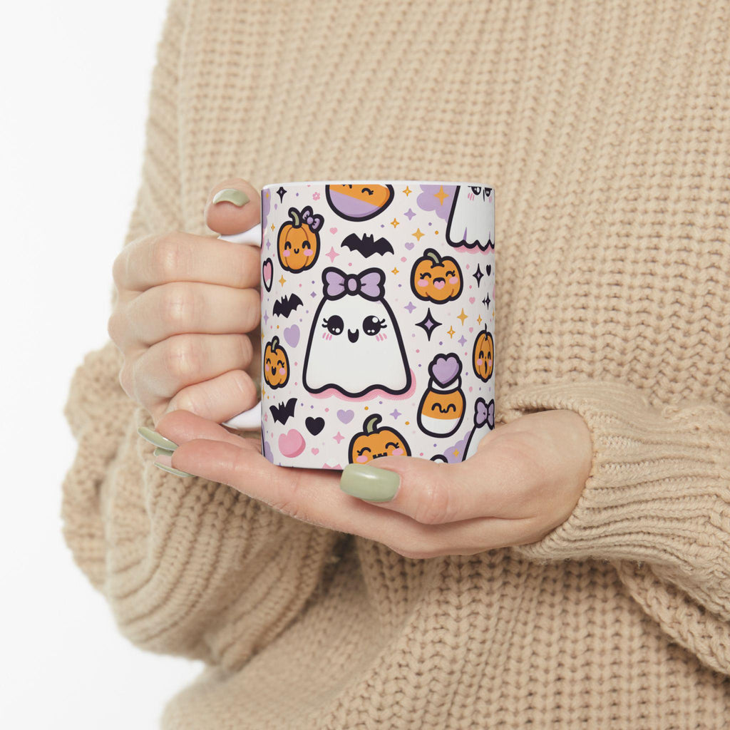 Cute Halloween Ghost Ceramic Mug - Perfect for Fall Decor, Coffee Lovers, Gift for Spooky Season, Cozy Vibes, 11oz & 15oz
