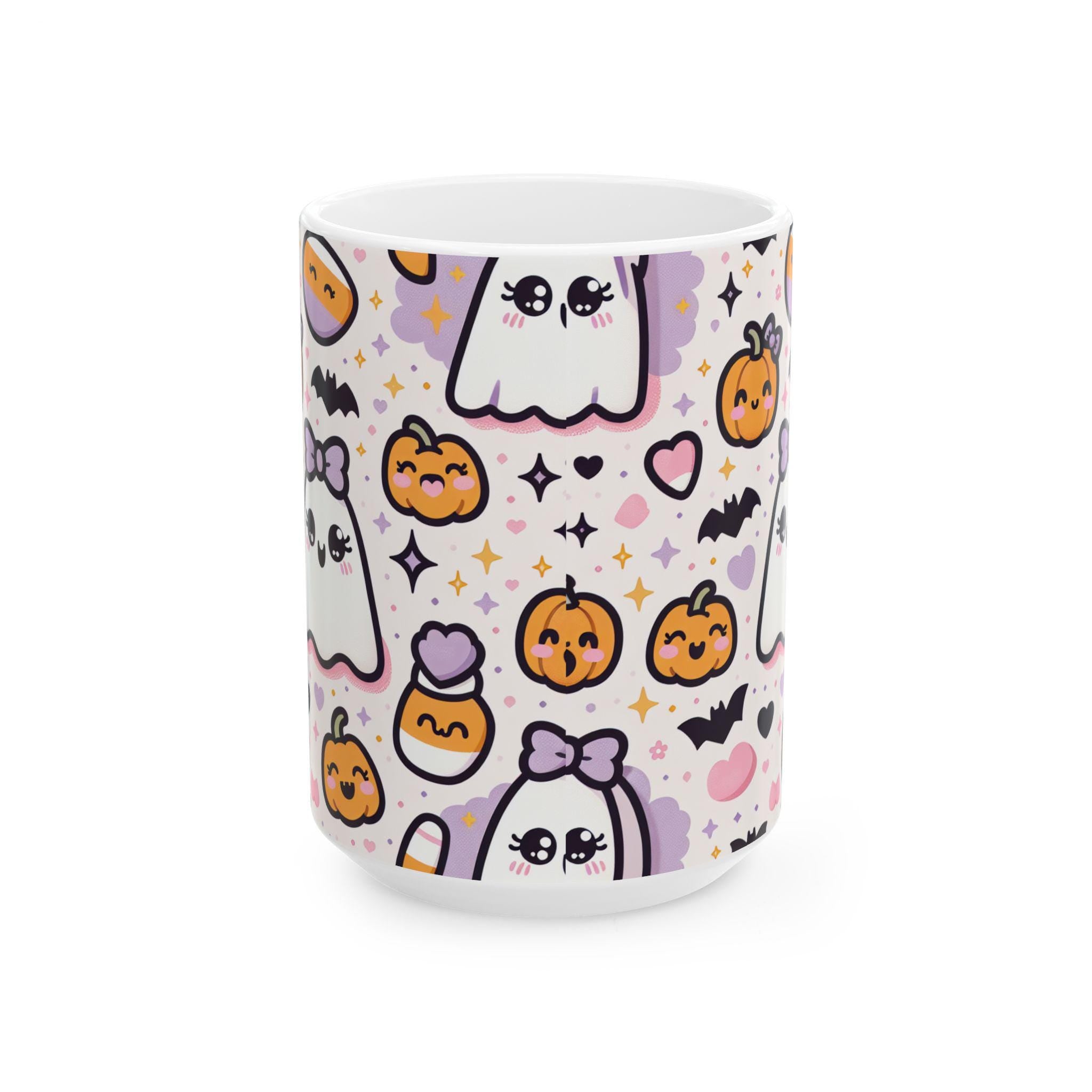 Cute Halloween Ghost Ceramic Mug - Perfect for Fall Decor, Coffee Lovers, Gift for Spooky Season, Cozy Vibes, 11oz & 15oz