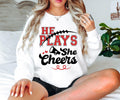 He Plays She Cheers Mom Sweatshirt, Faux Red Glitter Football Mom Shirt, Touchdown Mom Shirt, Football Shirt, Football Mama Game Day