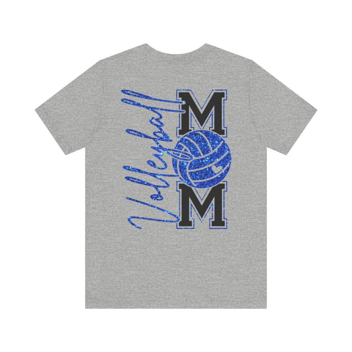 Volleyball Mom T-Shirt, Faux Blue Glitter Volleyball Mom Shirt