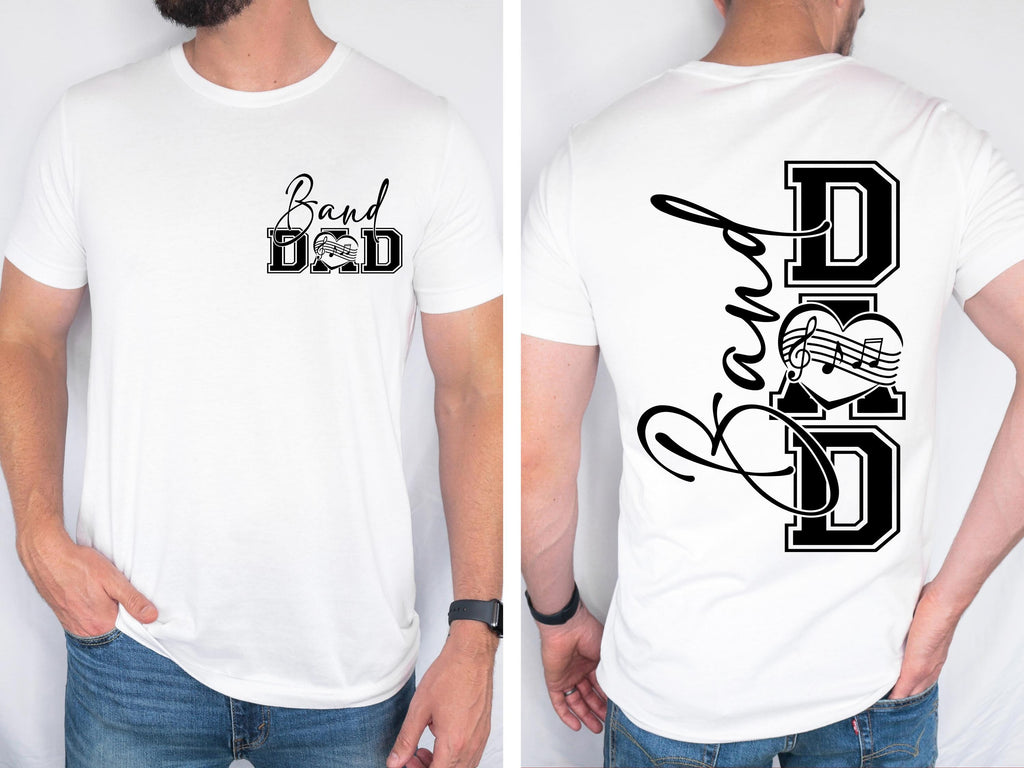 Band Dad Unisex Jersey Short Sleeve Tee, Heart Band Dad T-Shirt, Musician Dad Sweatshirt, Musical Parent Shirt, Marching Band Father Gift