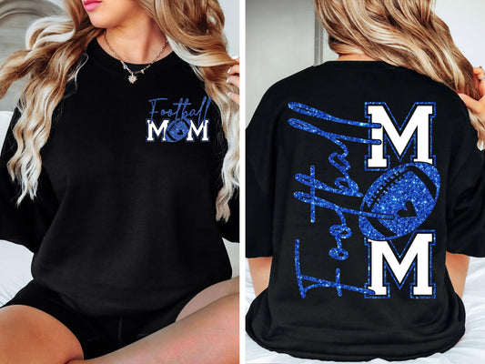 Football Mom T-Shirt, Blue Glitter Football Mom Shirt, Football Mom Shirt, Football Shirt, Football Mama Shirt, Football Shirt Svg, Game Day