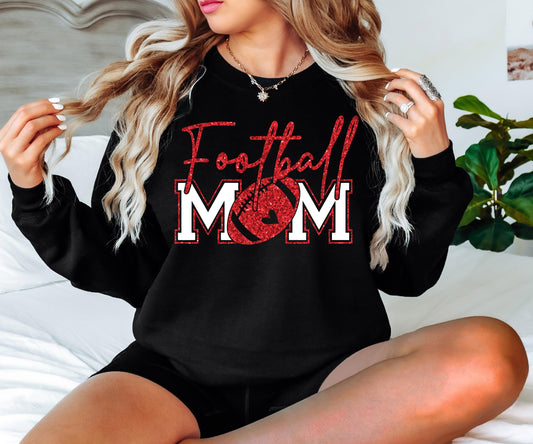 Football Mom T-Shirt, Red Faux Glitter Football Mom Shirt, Football Mom Shirt, Football Shirt, Football Mama Shirt, Football, Game Day