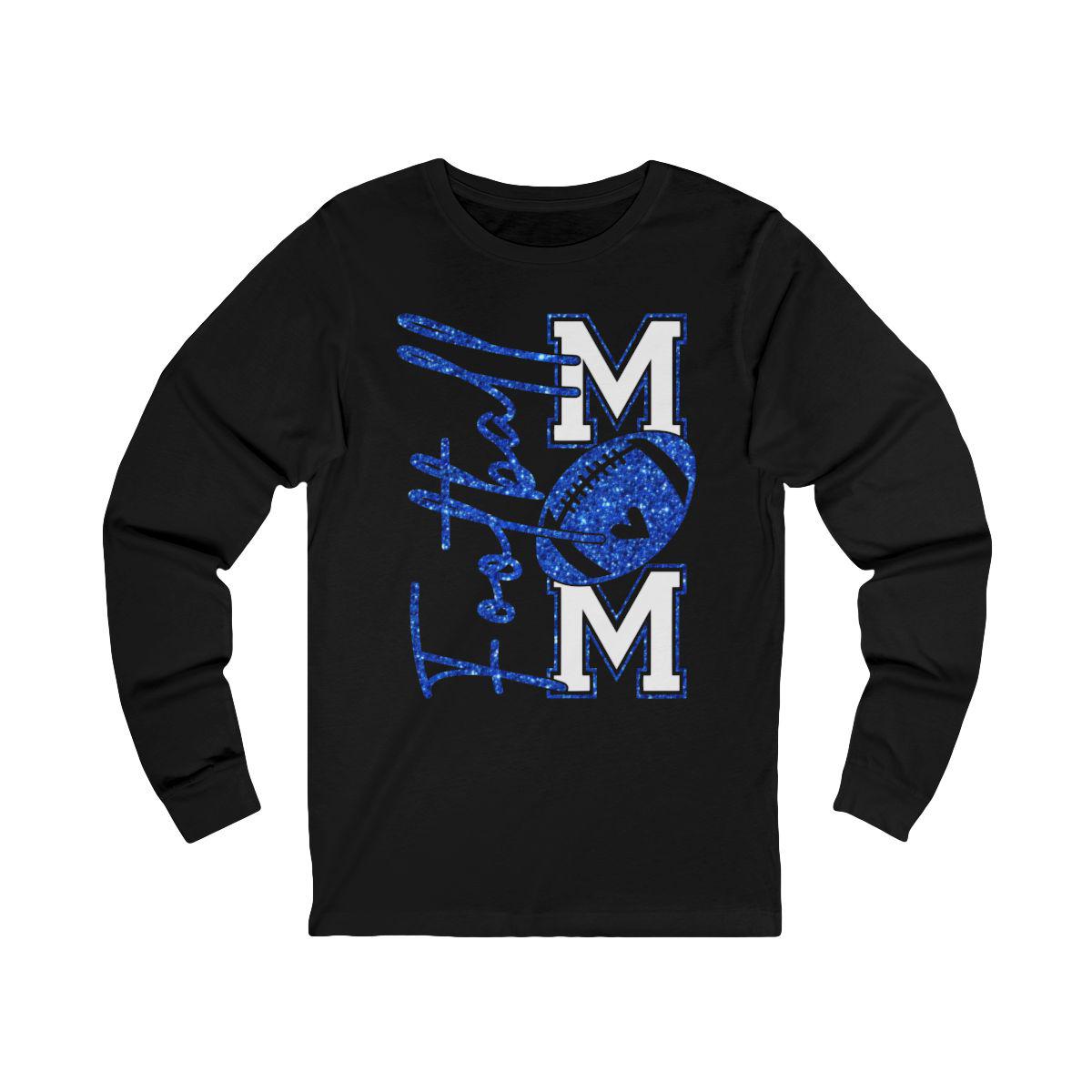 Football Mom T-Shirt, Blue Faux Glitter Football Mom Shirt, Football Mom Shirt, Football Shirt, Football Mama Shirt, Football, Game Day