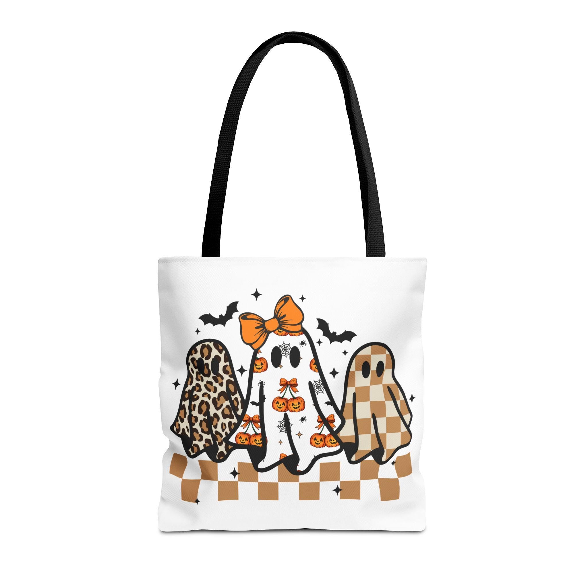 Coquette Halloween Ghost Leopard Png Cute Boo Ghost Preppy Png Halloween Png Funny Halloween Halloween Ghosts Tote Bag, Spooky Bag
