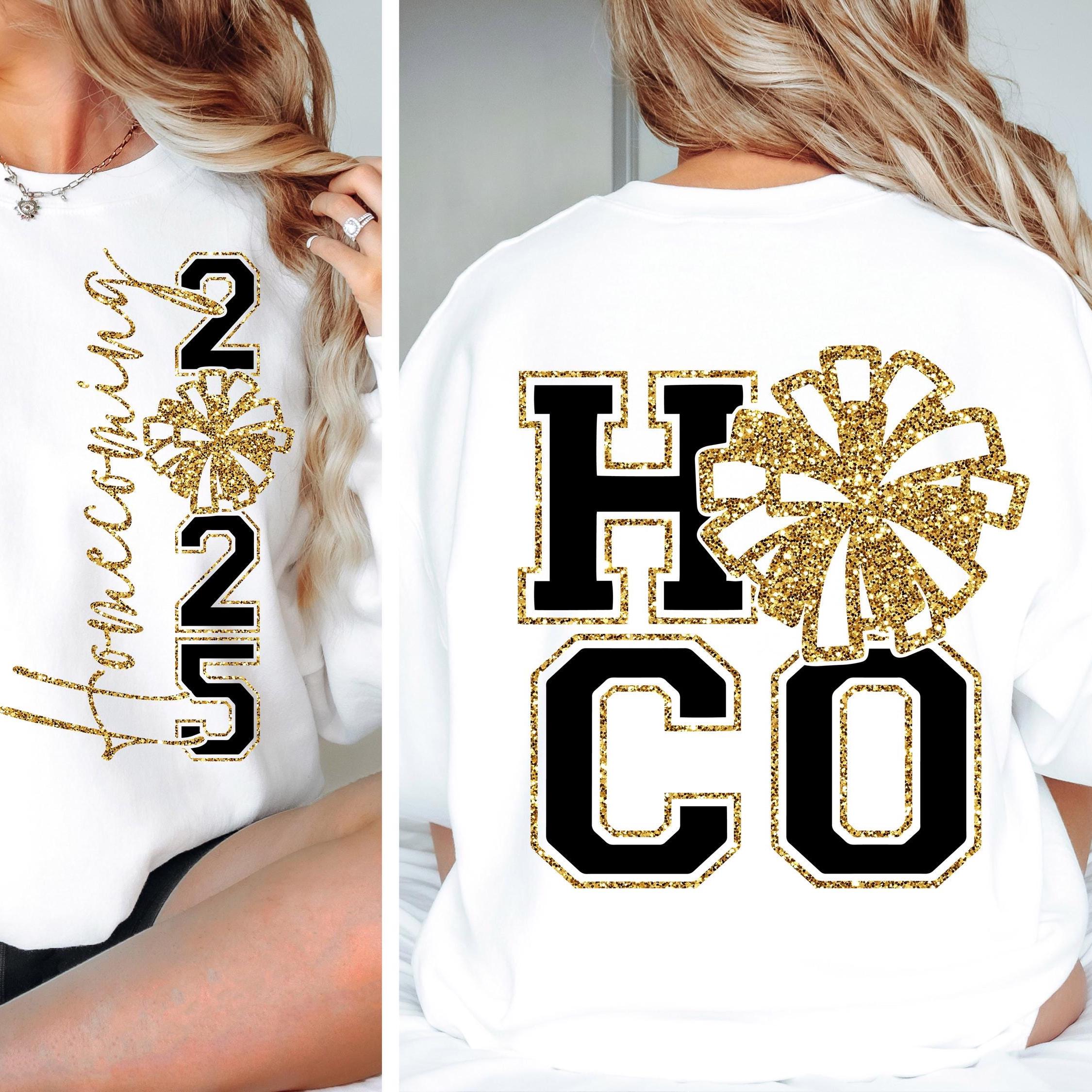 Homecoming 2025 Unisex Tee, High School Cheer Shirt, Hoco Faux Gold Glitter Top, Homecoming Tee Men Women, Team Spirit Apparel