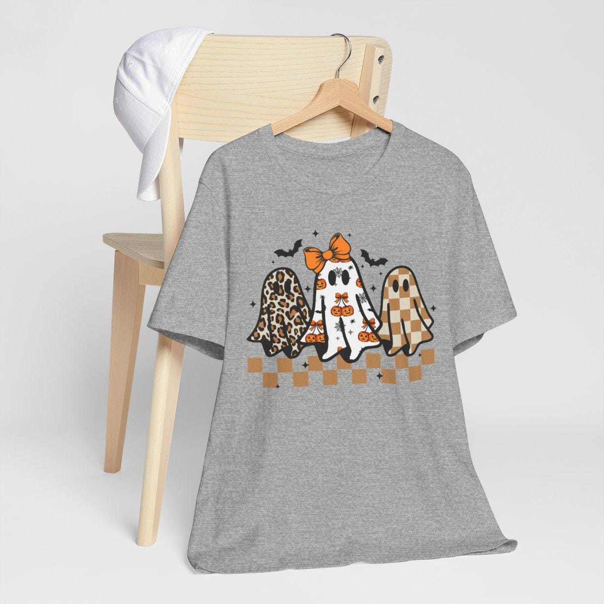 Coquette Halloween Ghost Leopard Shirt Cute Boo Ghost Preppy Tee, Halloween Sweatshirt