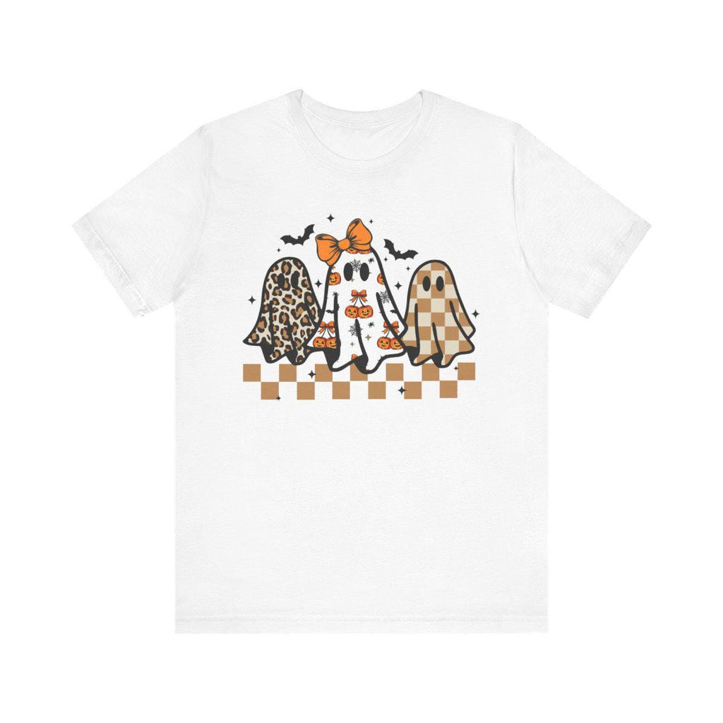Coquette Halloween Ghost Leopard Shirt Cute Boo Ghost Preppy Tee, Halloween Sweatshirt