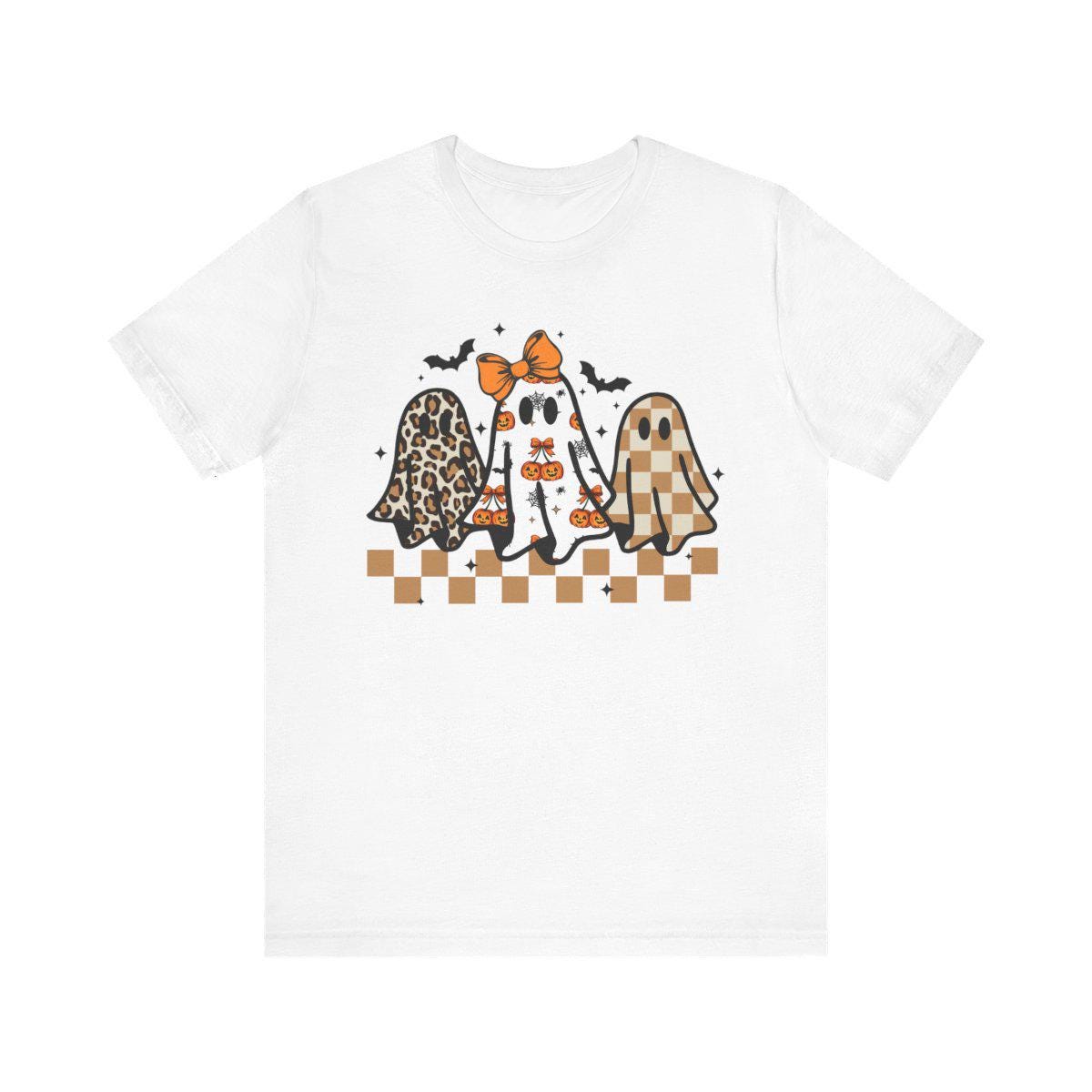 Coquette Halloween Ghost Leopard Shirt Cute Boo Ghost Preppy Tee, Halloween Sweatshirt