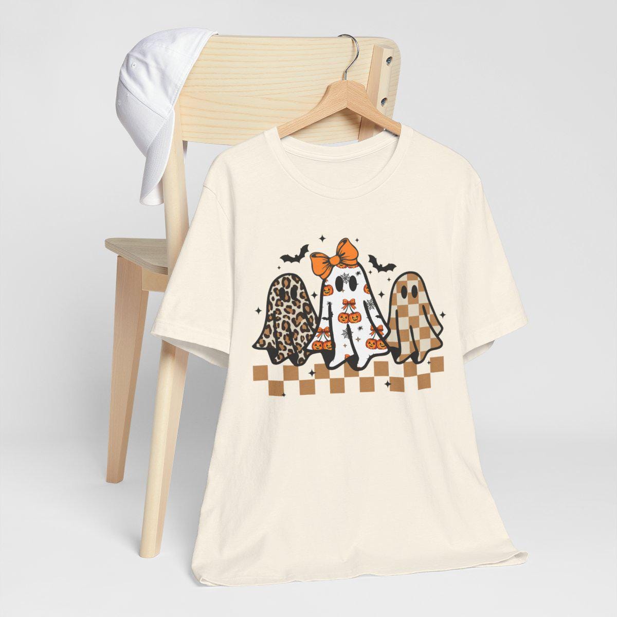 Coquette Halloween Ghost Leopard Shirt Cute Boo Ghost Preppy Tee, Halloween Sweatshirt