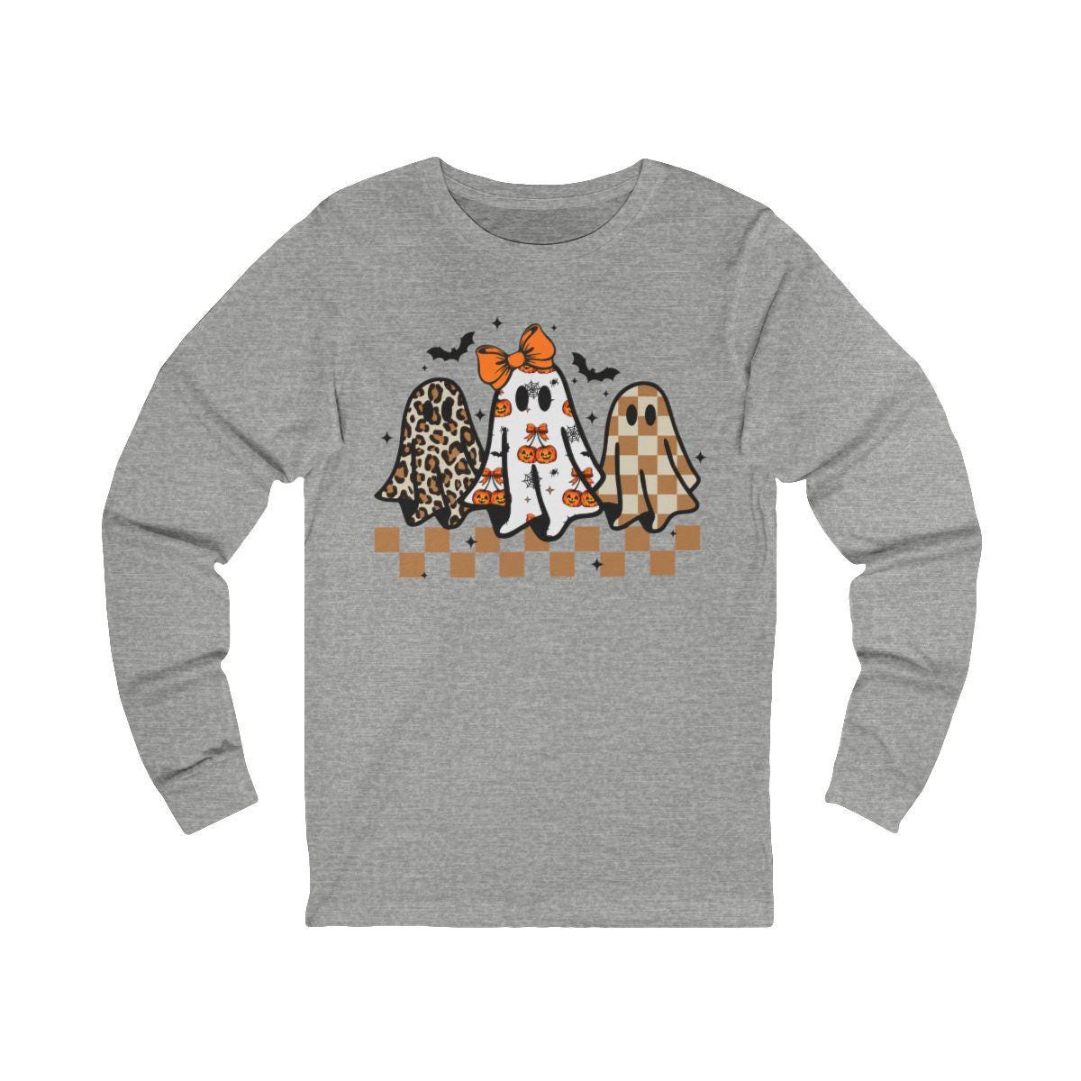 Coquette Halloween Ghost Leopard Shirt Cute Boo Ghost Preppy Tee, Halloween Sweatshirt
