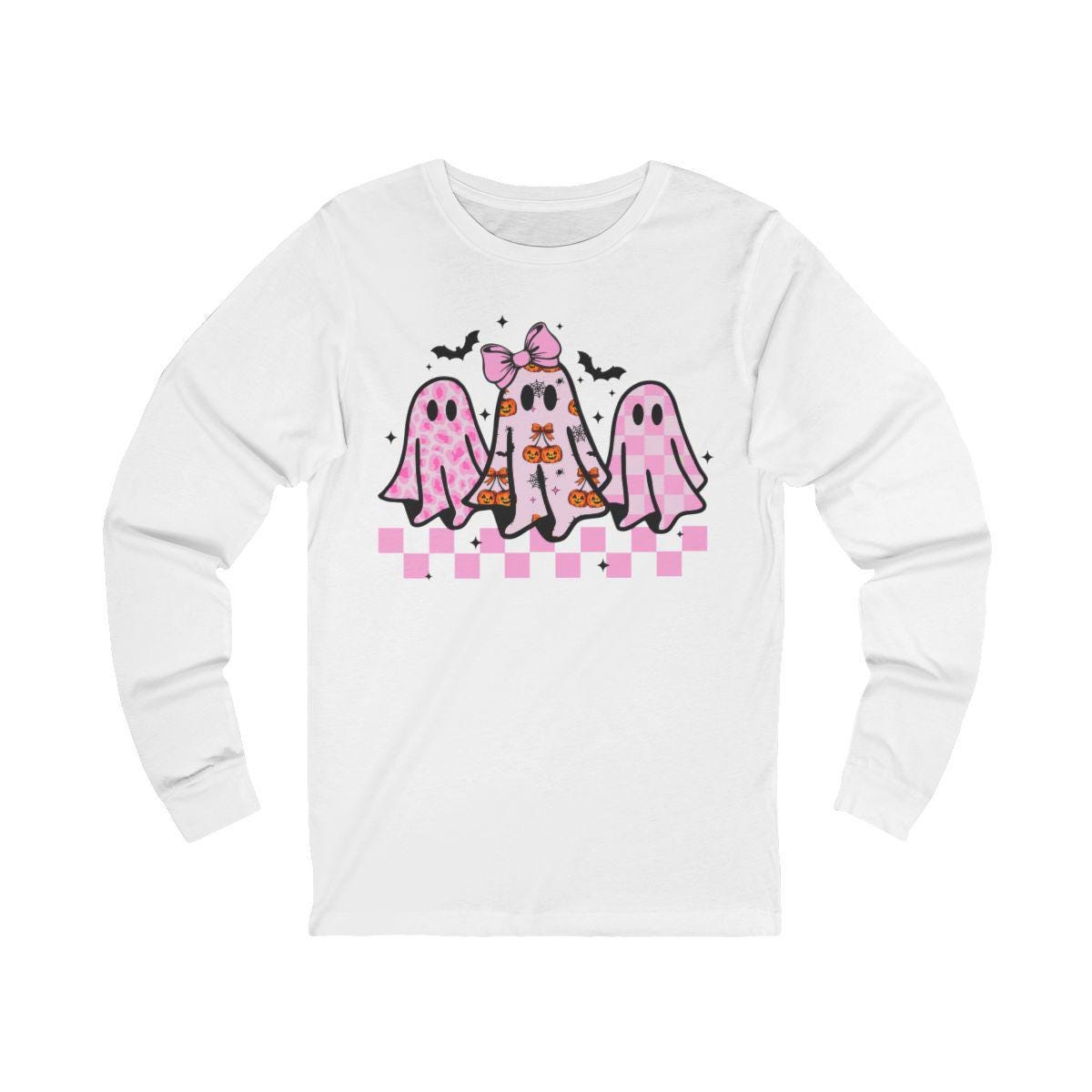Pink Coquette Halloween Ghost Shirt Sweatshirt, Cute Leopard Print Ghost Tee, Aesthetic Spooky Season Top, Girly Fall Outfit
