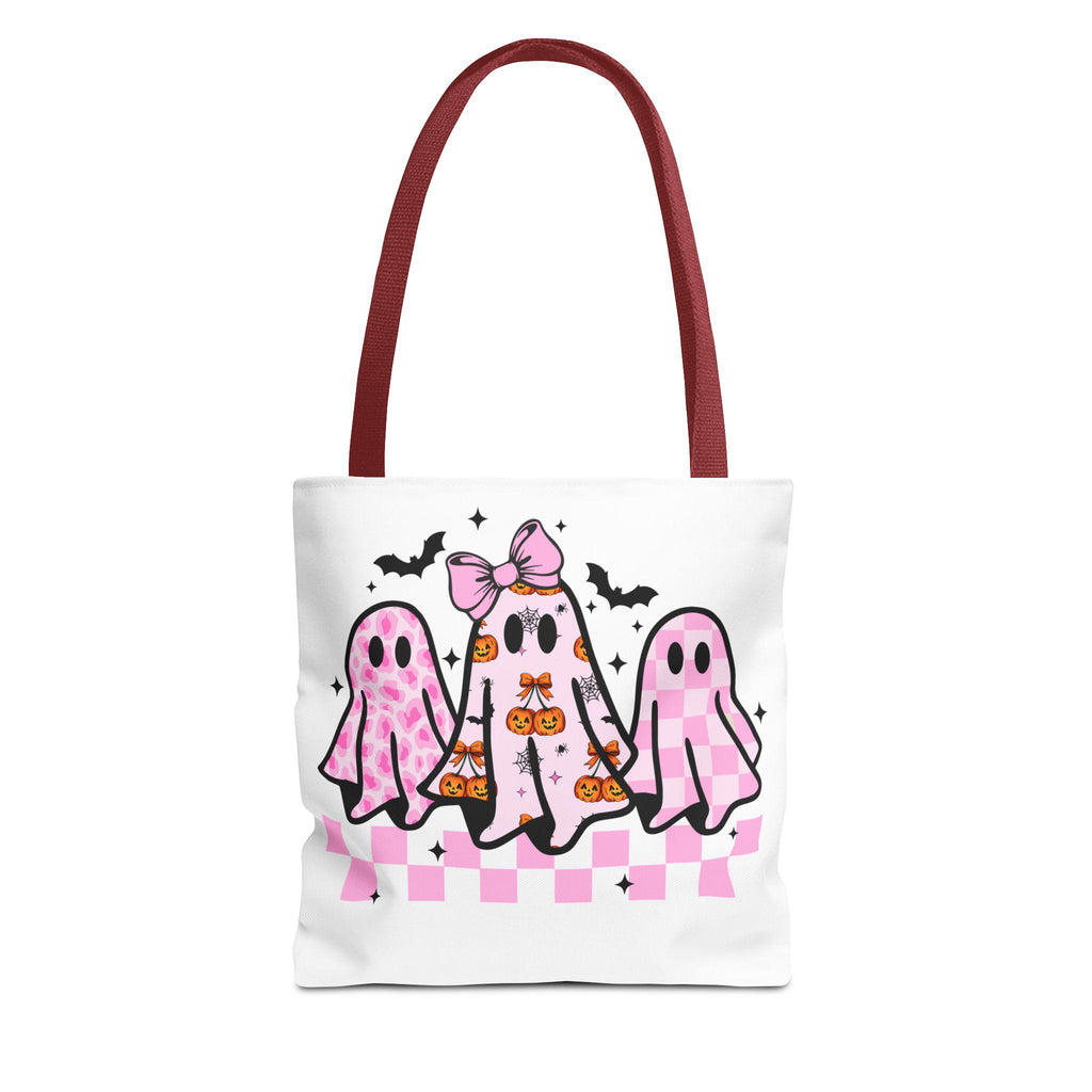 Pink Coquette Halloween Ghost Leopard Cute Boo Ghost Preppy Halloween Funny Halloween Halloween Ghosts Tote Bag, Spooky Bag