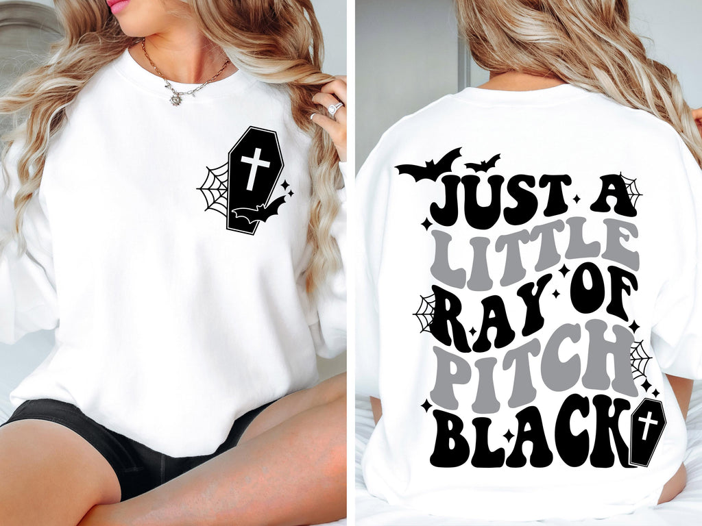 Just A Little Ray Of Pitch Black Halloween Ghost Leopard Shirt Cute Boo Ghost Preppy Tee, Halloween Sweatshirt