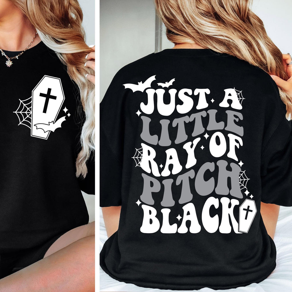 Just A Little Ray Of Pitch Black Halloween Ghost Leopard Shirt Cute Boo Ghost Preppy Tee, Halloween Sweatshirt