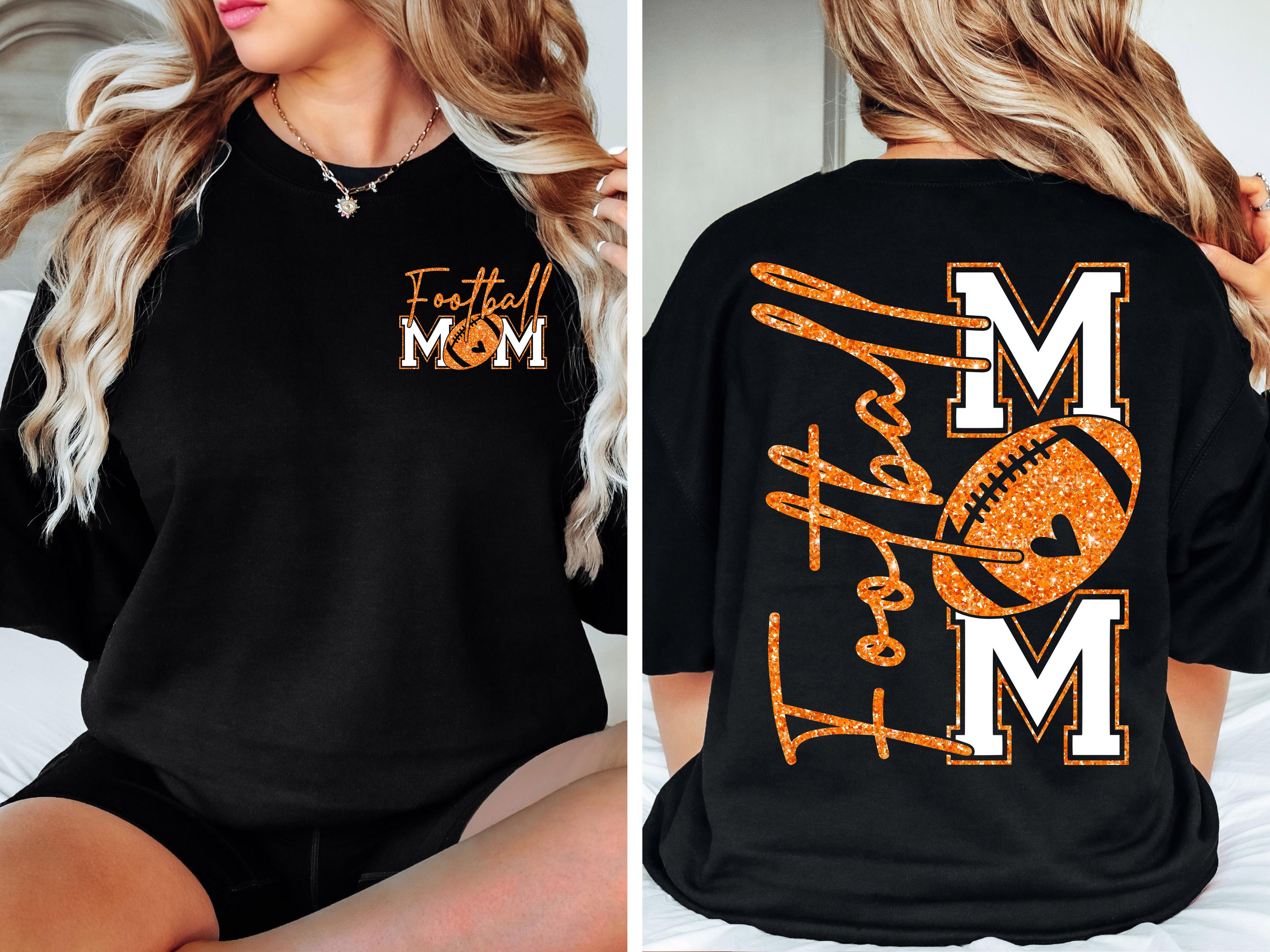Football Mom T-Shirt, Orange Glitter Football Mom Shirt, Football Mom Shirt, Football Shirt, Football Mama Shirt, Football Shirt, Game Day