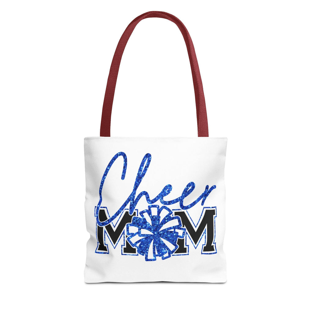 Cheer Mom Tote Bag | Sports Mom Gift | Blue Faux Glitter | Game Day Essentials | Cute Tote for Soccer Moms, AOP Design