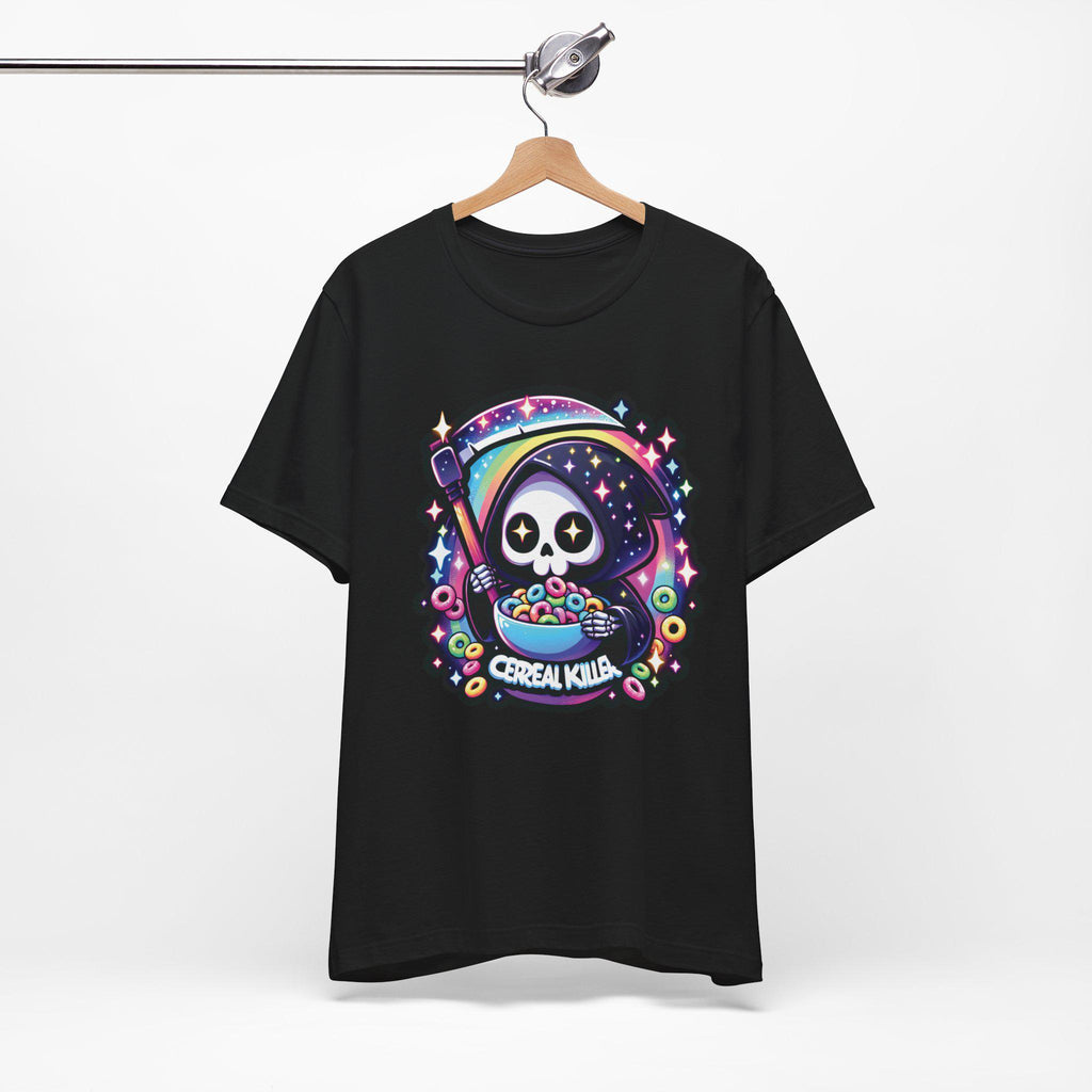 Kawaii Grim Reaper Cereal Killer Tee, Cute Cartoon Shirt, Skeleton Scythe Hoodie Top, Galaxy Stars, Rainbow Scythe T-shirt, Pastel Goth