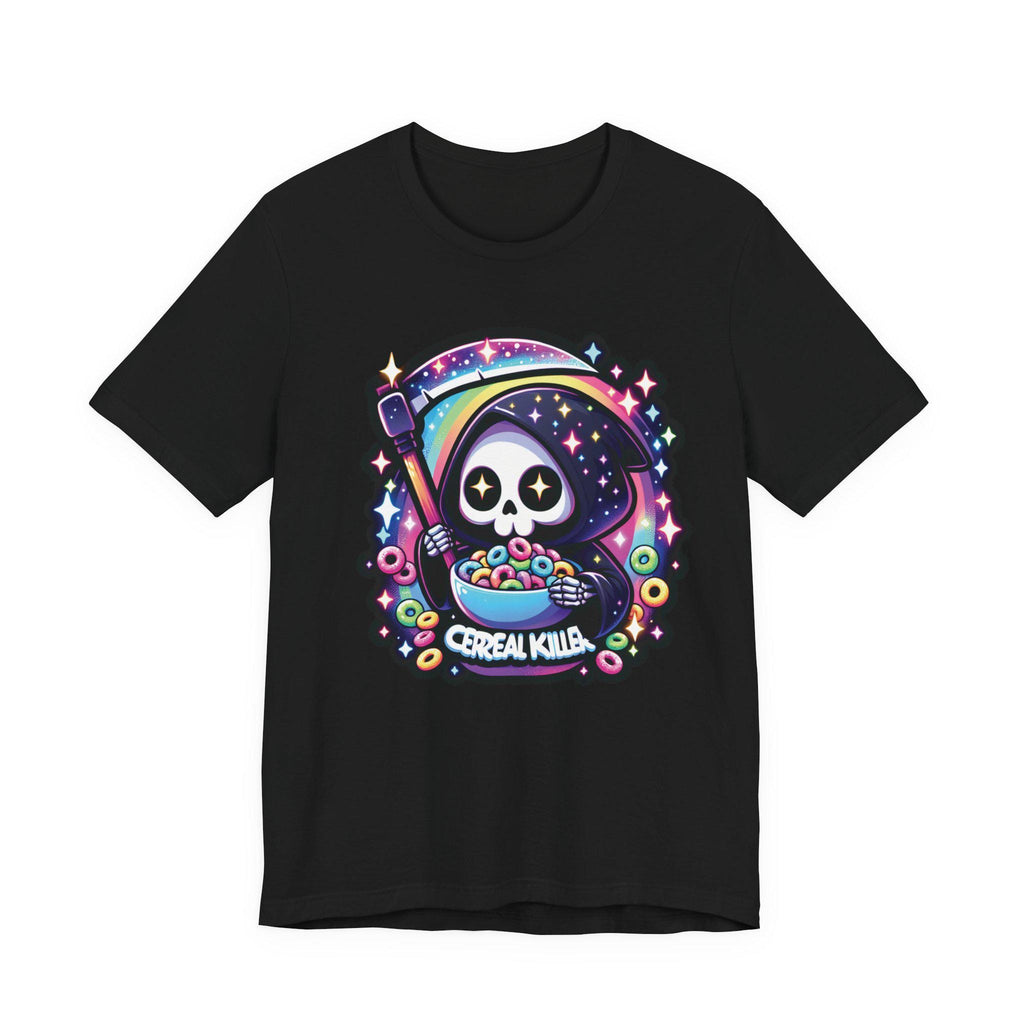 Kawaii Grim Reaper Cereal Killer Tee, Cute Cartoon Shirt, Skeleton Scythe Hoodie Top, Galaxy Stars, Rainbow Scythe T-shirt, Pastel Goth