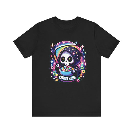 Kawaii Grim Reaper Cereal Killer Tee, Cute Cartoon Shirt, Skeleton Scythe Hoodie Top, Galaxy Stars, Rainbow Scythe T-shirt, Pastel Goth