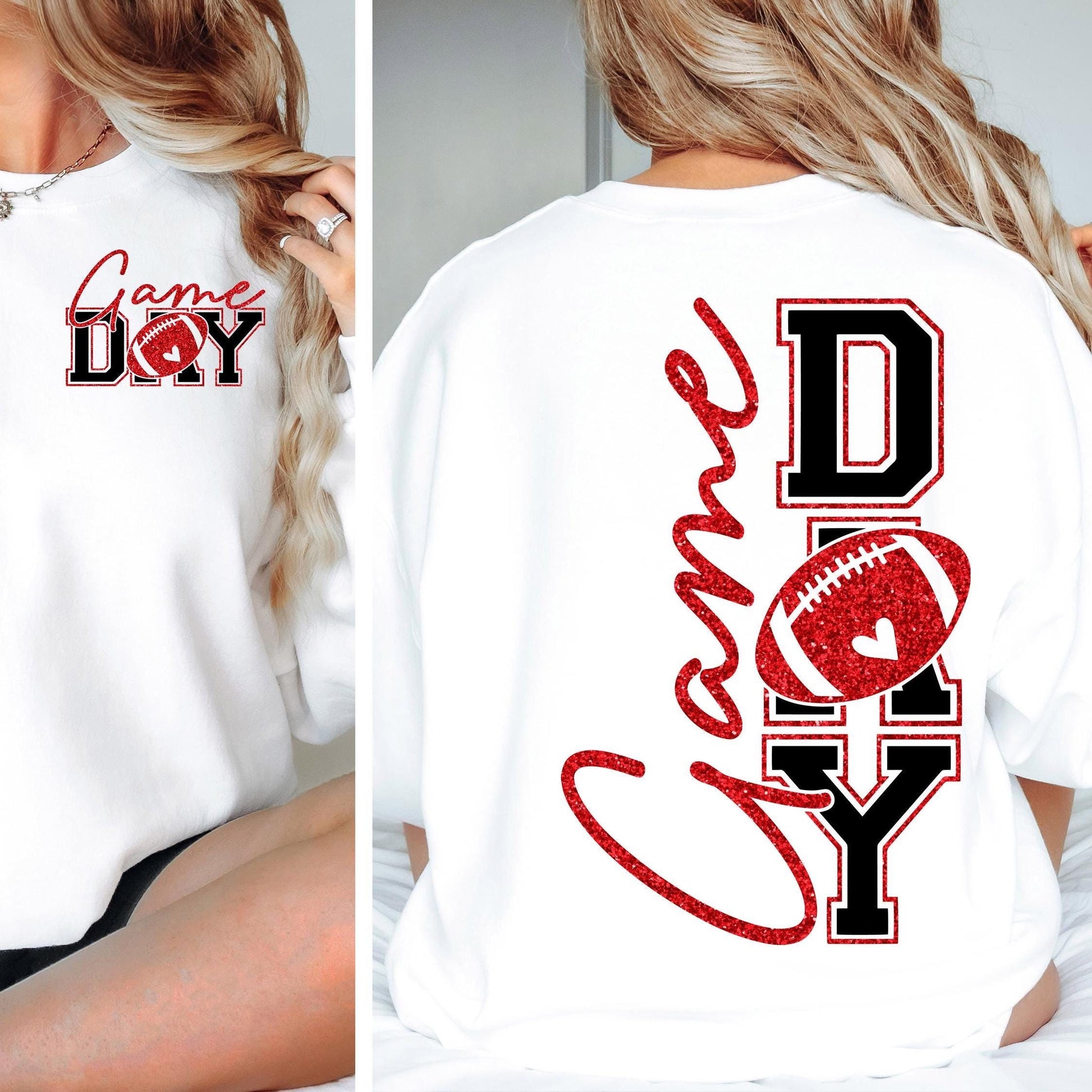 Game Day Football Long Sleeve Tee, Red Glitter Football Mom Shirt, Football Mom Shirt , Football, Football Mama , Football Shirt