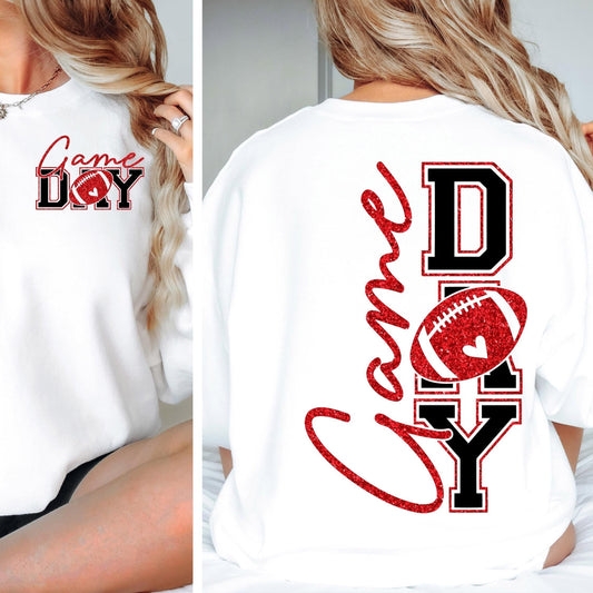 Game Day Football Long Sleeve Tee, Red Glitter Football Mom Shirt, Football Mom Shirt , Football, Football Mama , Football Shirt