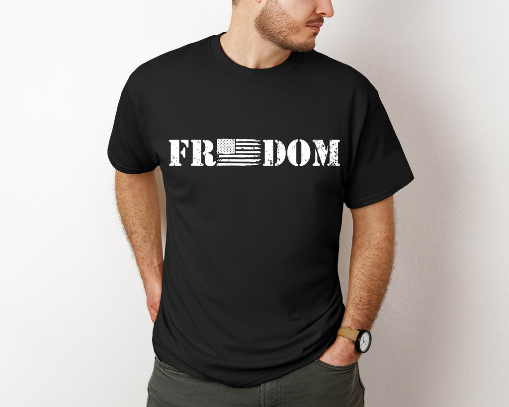 Freedom American Distressed Flag Shirt Patriotic Second Amendment Workout American Flag Patriotic Print Design America 2nd Amendment