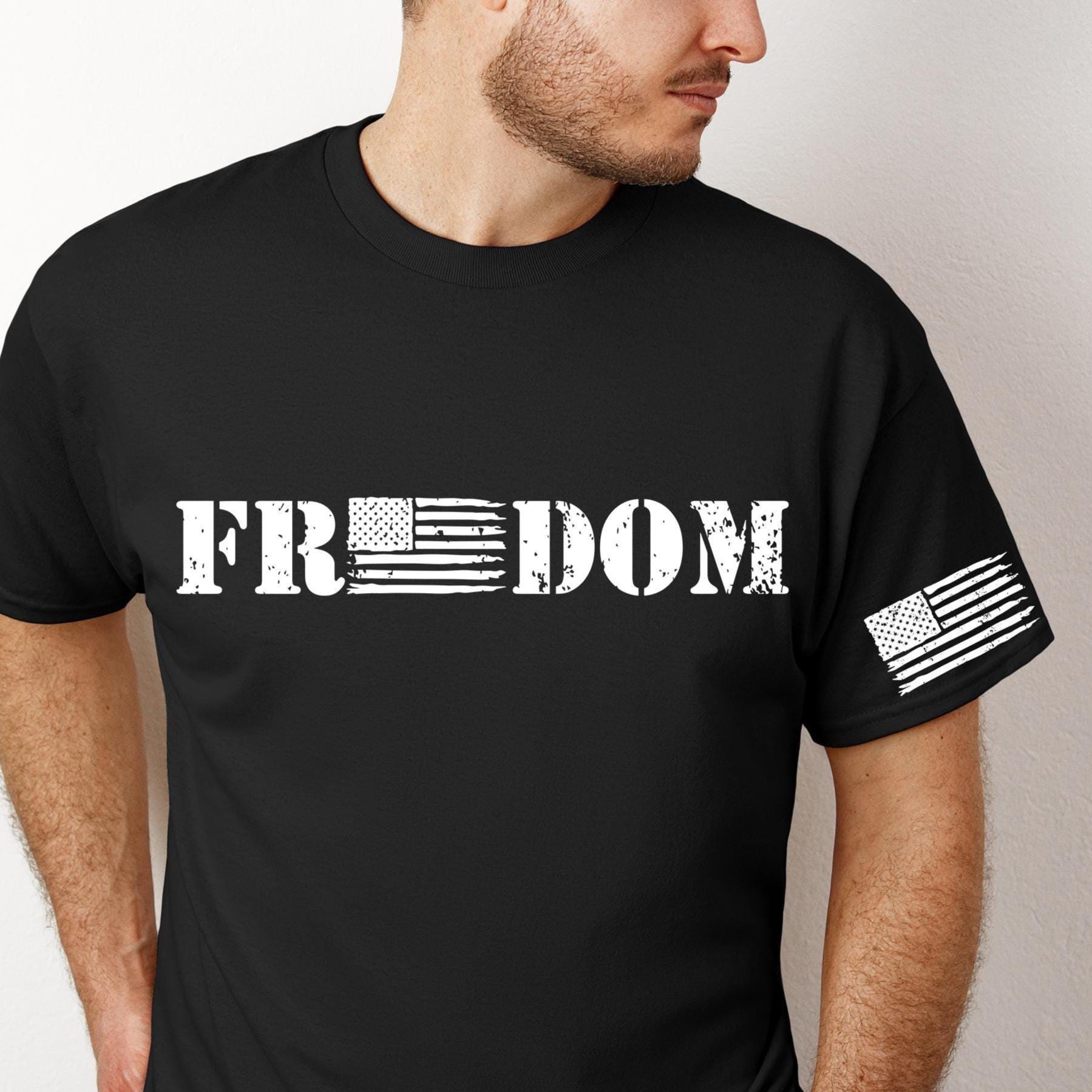 Freedom American Distressed Flag Shirt Patriotic Second Amendment Workout American Flag Patriotic Print Design America 2nd Amendment