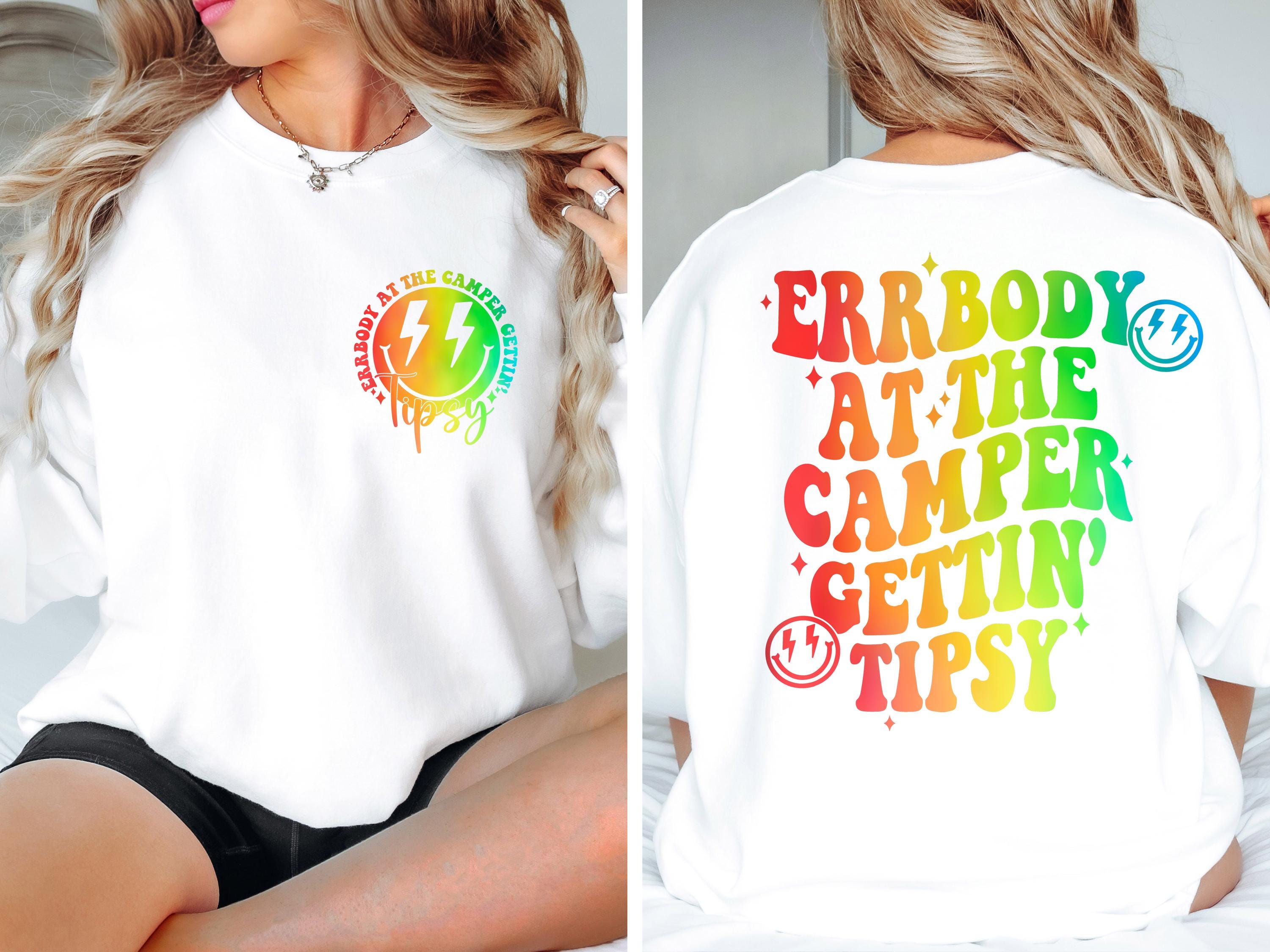 Errbody at the Camper Gettin' Tipsy Summer, Retro Summer Hello Summer Lake Retro Summer Designs Unisex Heavy Cotton Tee with Whimsical