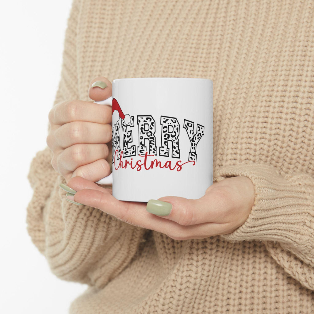 Merry Christmas Mug - Christmas mug, Holiday Coffee Cup, Christmas Gift Ideas, Leopard Print Merry Christmas Mug, Teacher Gift Gift for Mom