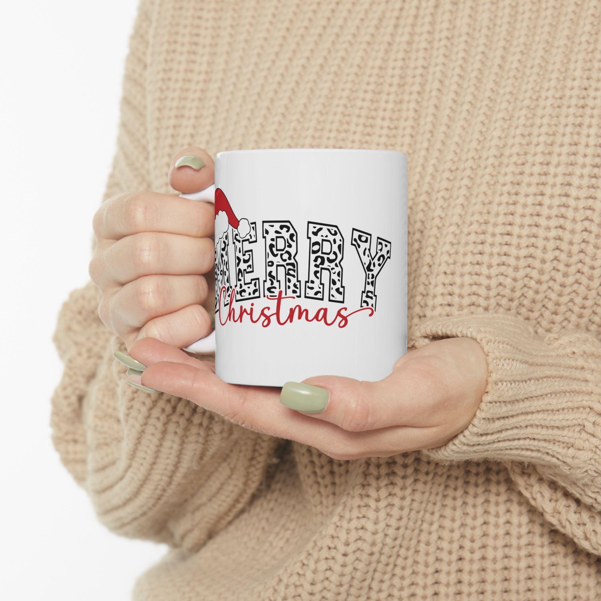 Merry Christmas Mug - Christmas mug, Holiday Coffee Cup, Christmas Gift Ideas, Leopard Print Merry Christmas Mug, Teacher Gift Gift for Mom