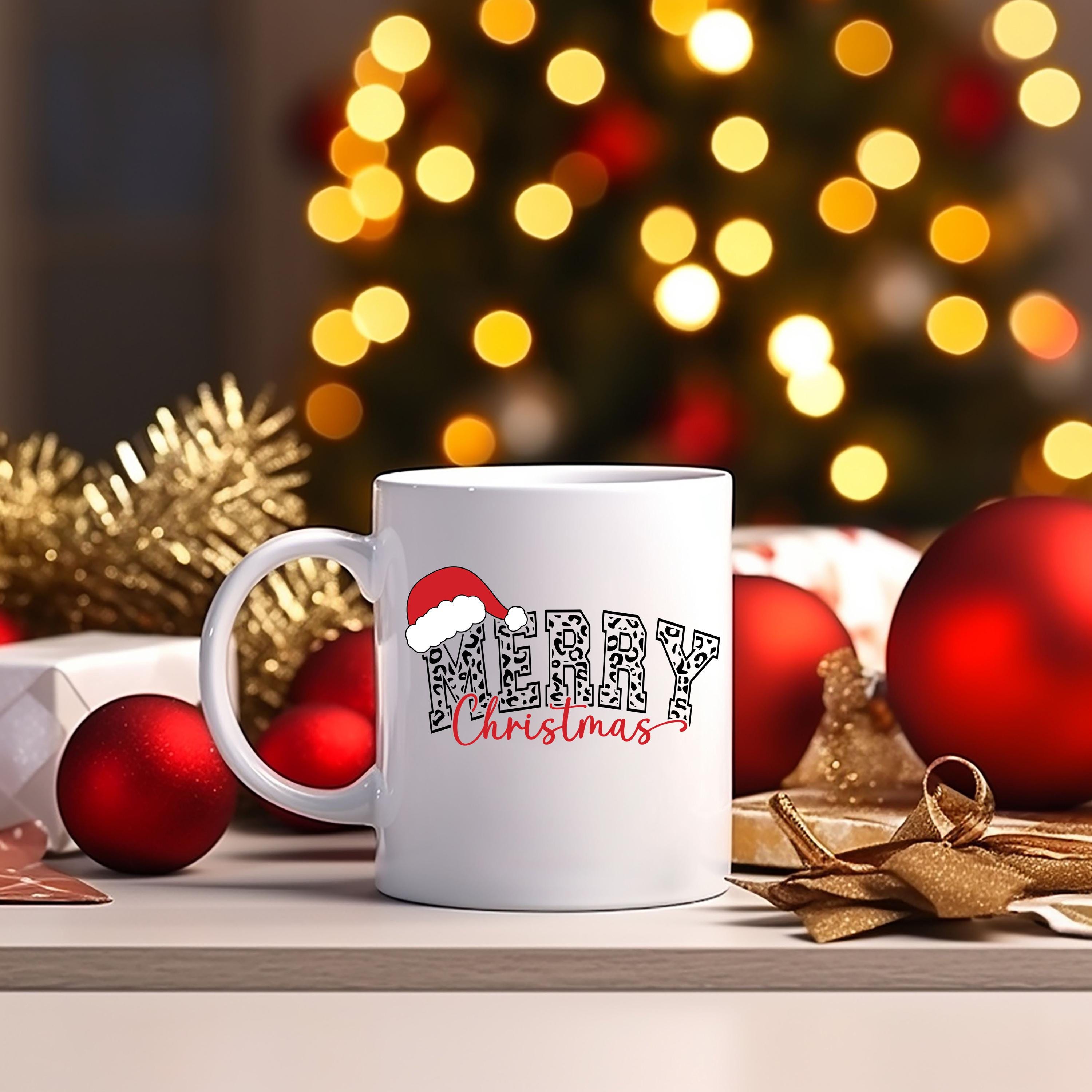 Merry Christmas Mug - Christmas mug, Holiday Coffee Cup, Christmas Gift Ideas, Leopard Print Merry Christmas Mug, Teacher Gift Gift for Mom