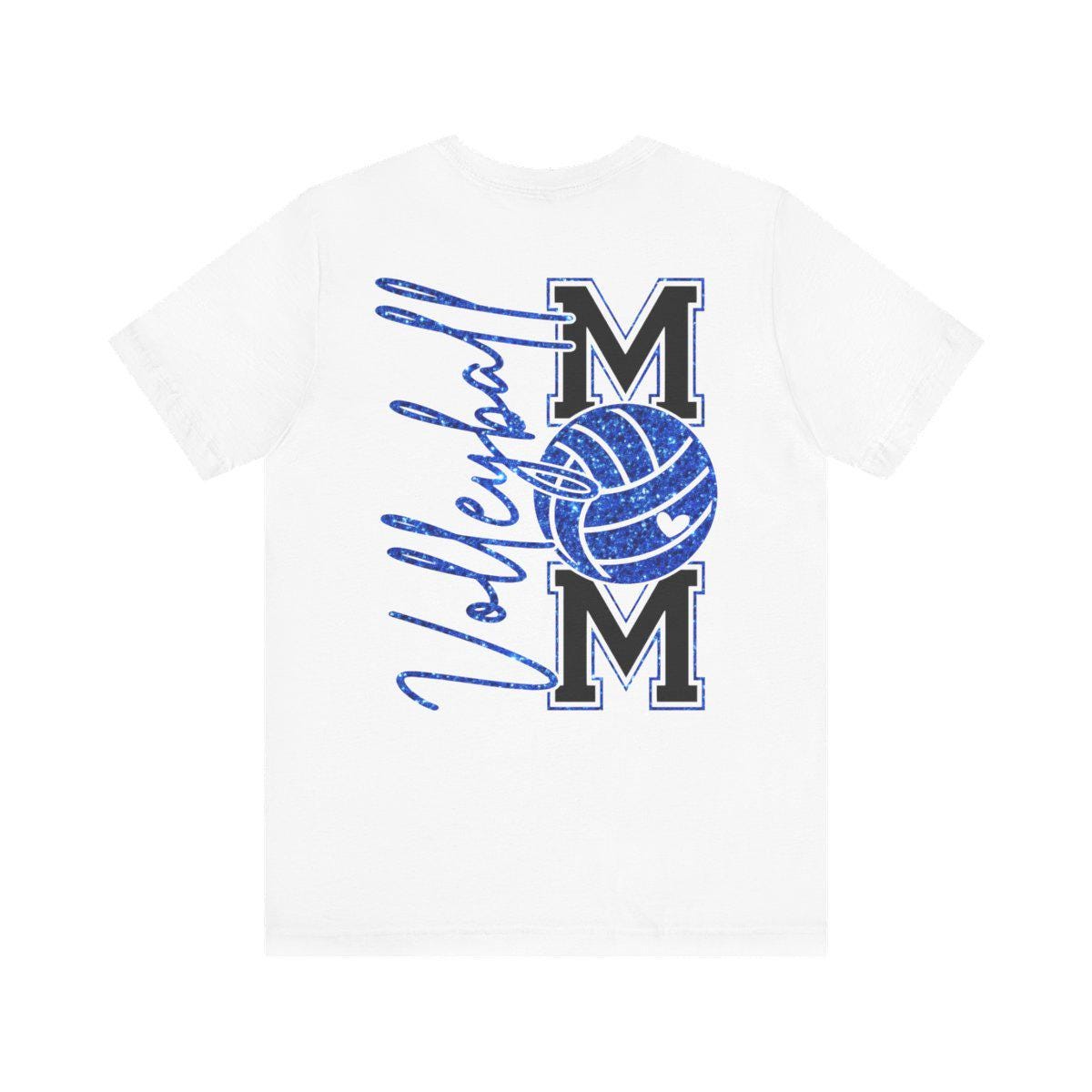 Volleyball Mom T-Shirt, Faux Blue Glitter Volleyball Mom Shirt