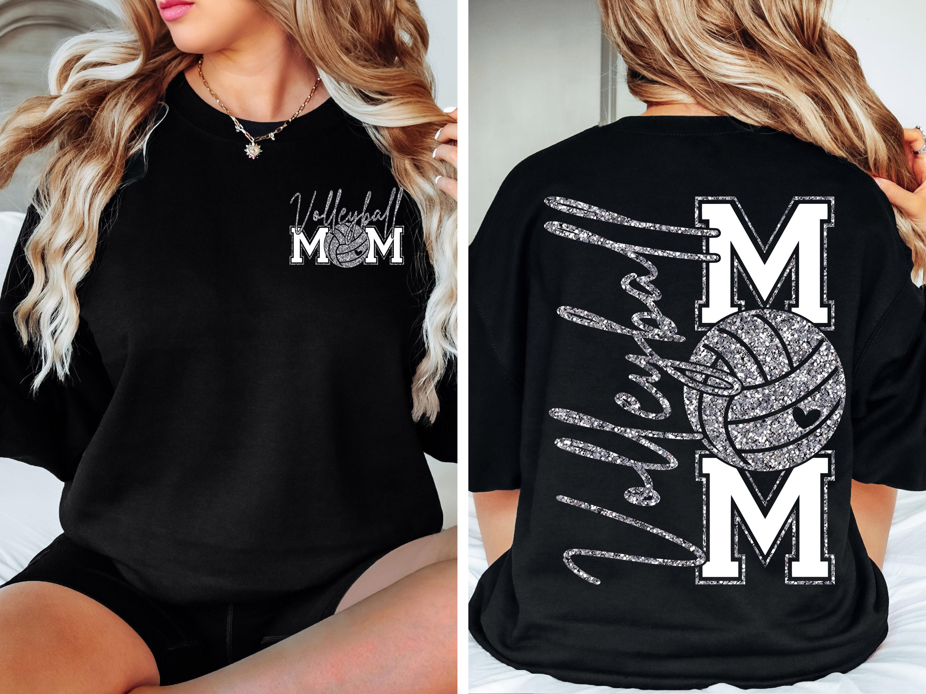 Silver Faux Glitter Volleyball Mom Shirt, Volleyball Mom Tee, Glitter Mom Shirt, Sports Mom Shirt, Mom Life Shirt