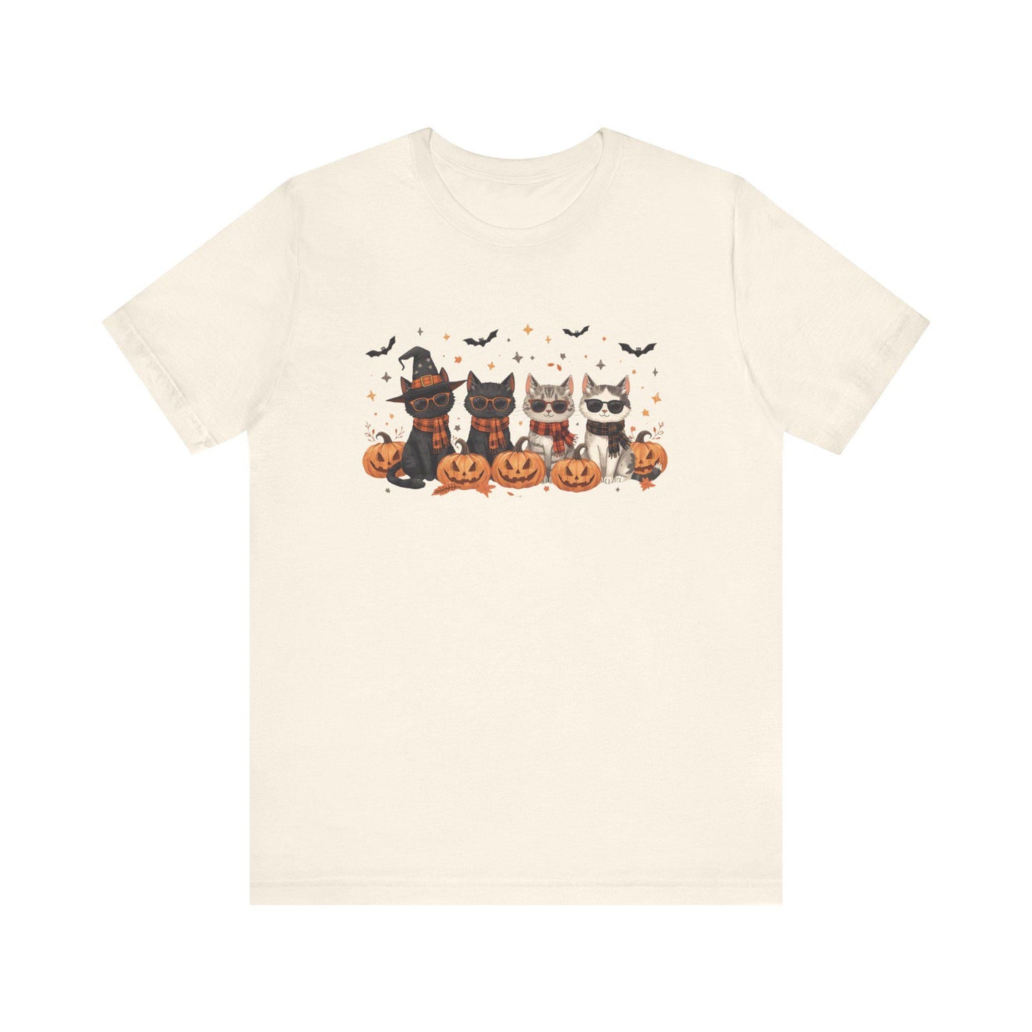 Halloween Cats Tee, Witch Hat Kitties Shirt, Festive Felines Top, Spooky Cat T-Shirt, Autumn Kitten Apparel, Trick or Treat Clothes, Cute