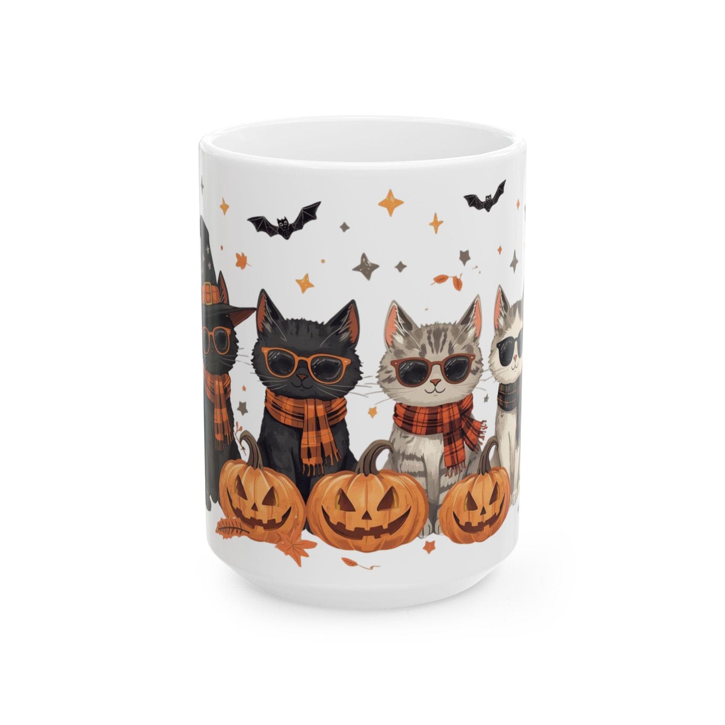 Halloween Cat Ceramic Mug | Cute Cat Decor, Fun Gift for Cat Lovers, Cozy Coffee Cup, Fall Vibes, 11oz & 15oz