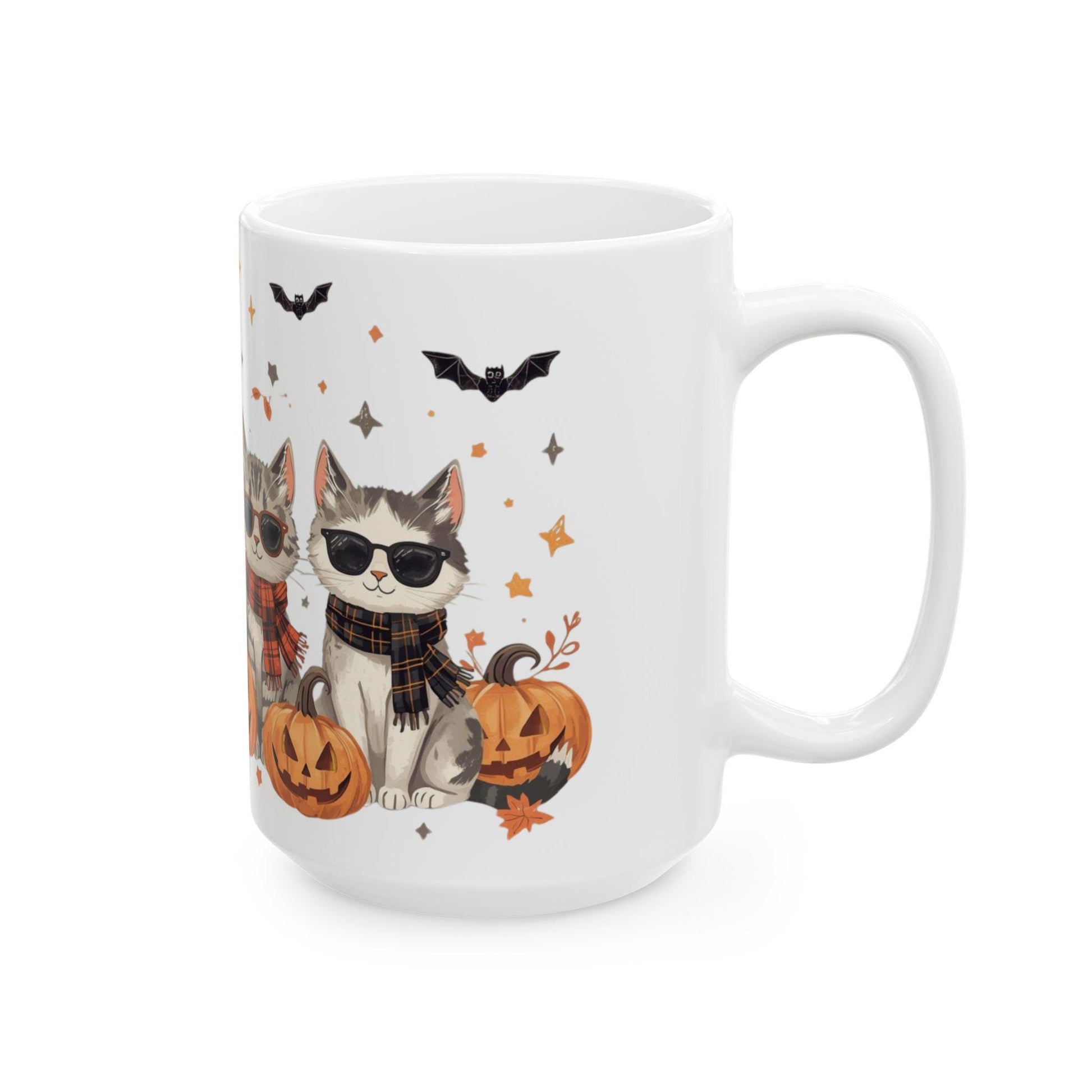 Halloween Cat Ceramic Mug | Cute Cat Decor, Fun Gift for Cat Lovers, Cozy Coffee Cup, Fall Vibes, 11oz & 15oz