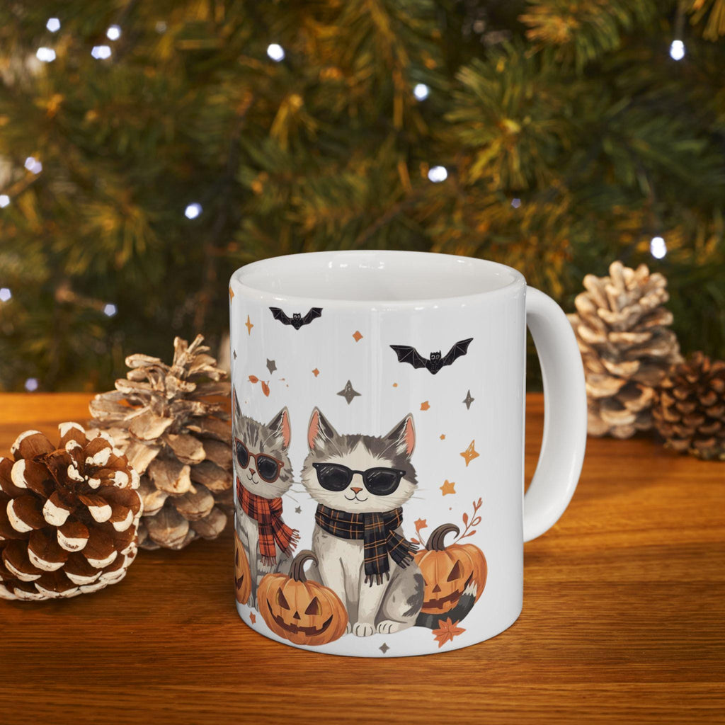 Halloween Cat Ceramic Mug | Cute Cat Decor, Fun Gift for Cat Lovers, Cozy Coffee Cup, Fall Vibes, 11oz & 15oz