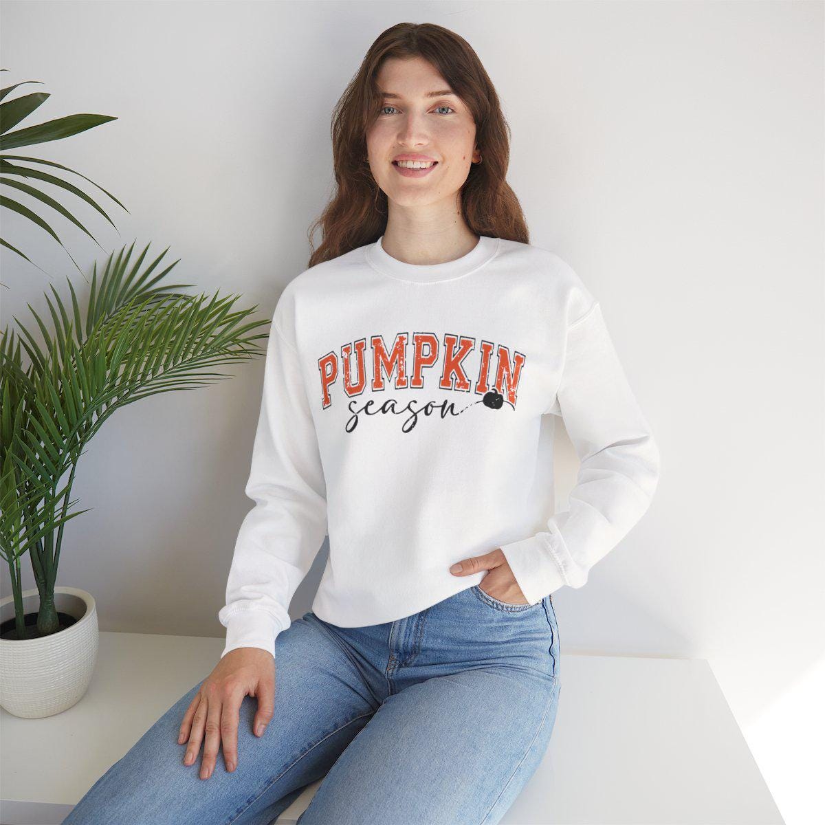Distressed Pumpkin Weather Fall Sweatshirt, Cozy Autumn Pullover, Fall Leaves Shirt, Halloween Crewneck, Thanksgiving Sweater