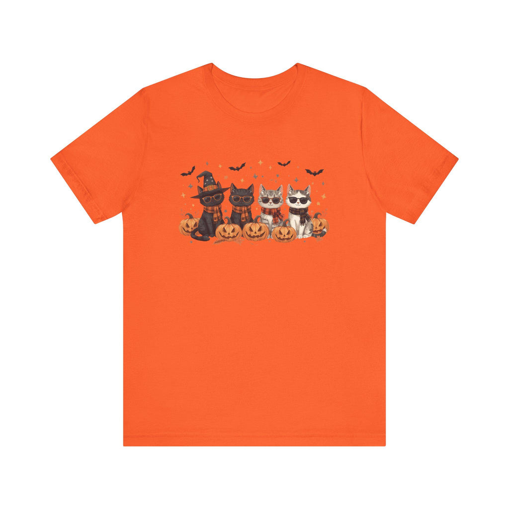 Halloween Cats Tee, Witch Hat Kitties Shirt, Festive Felines Top, Spooky Cat T-Shirt, Autumn Kitten Apparel, Trick or Treat Clothes, Cute