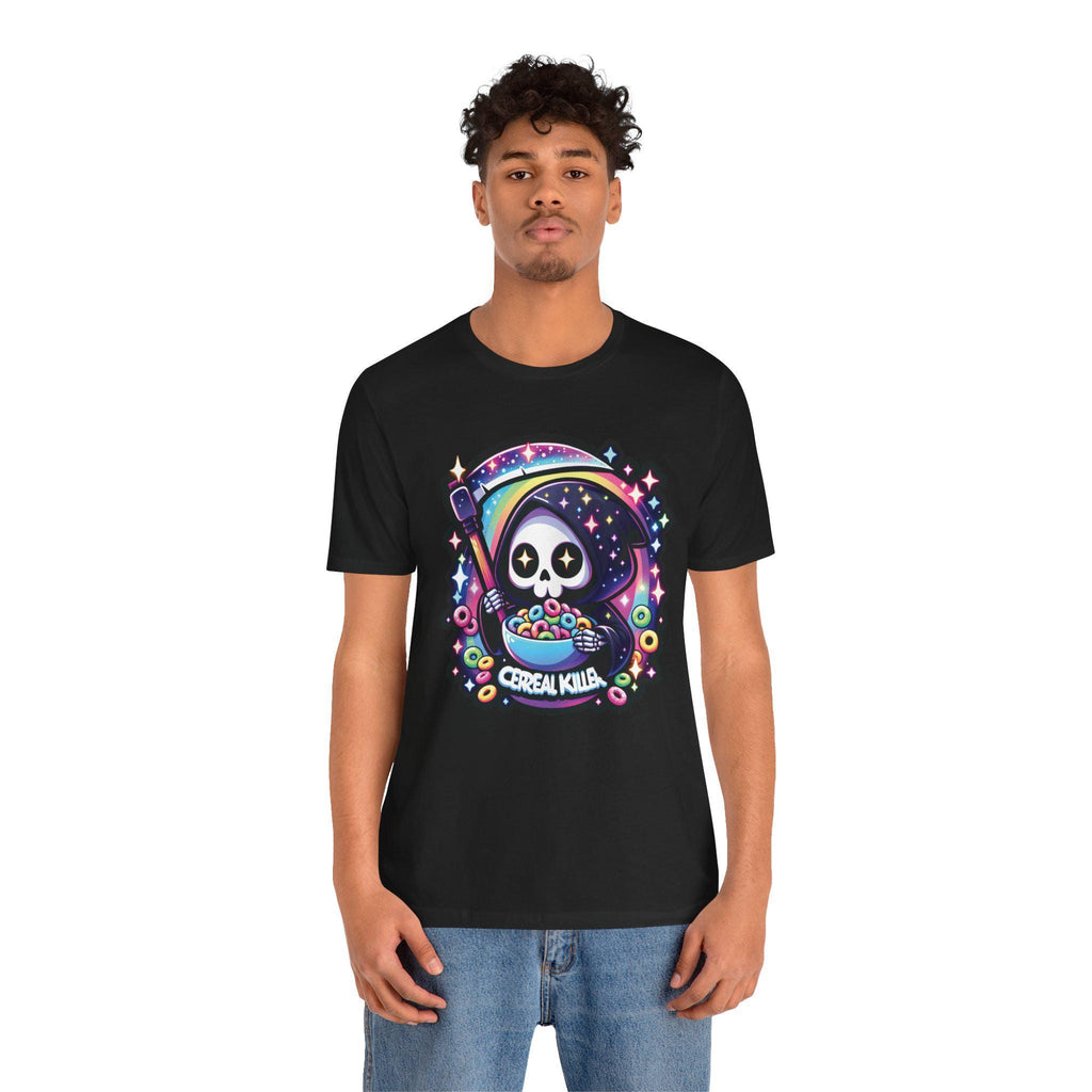 Kawaii Grim Reaper Cereal Killer Tee, Cute Cartoon Shirt, Skeleton Scythe Hoodie Top, Galaxy Stars, Rainbow Scythe T-shirt, Pastel Goth