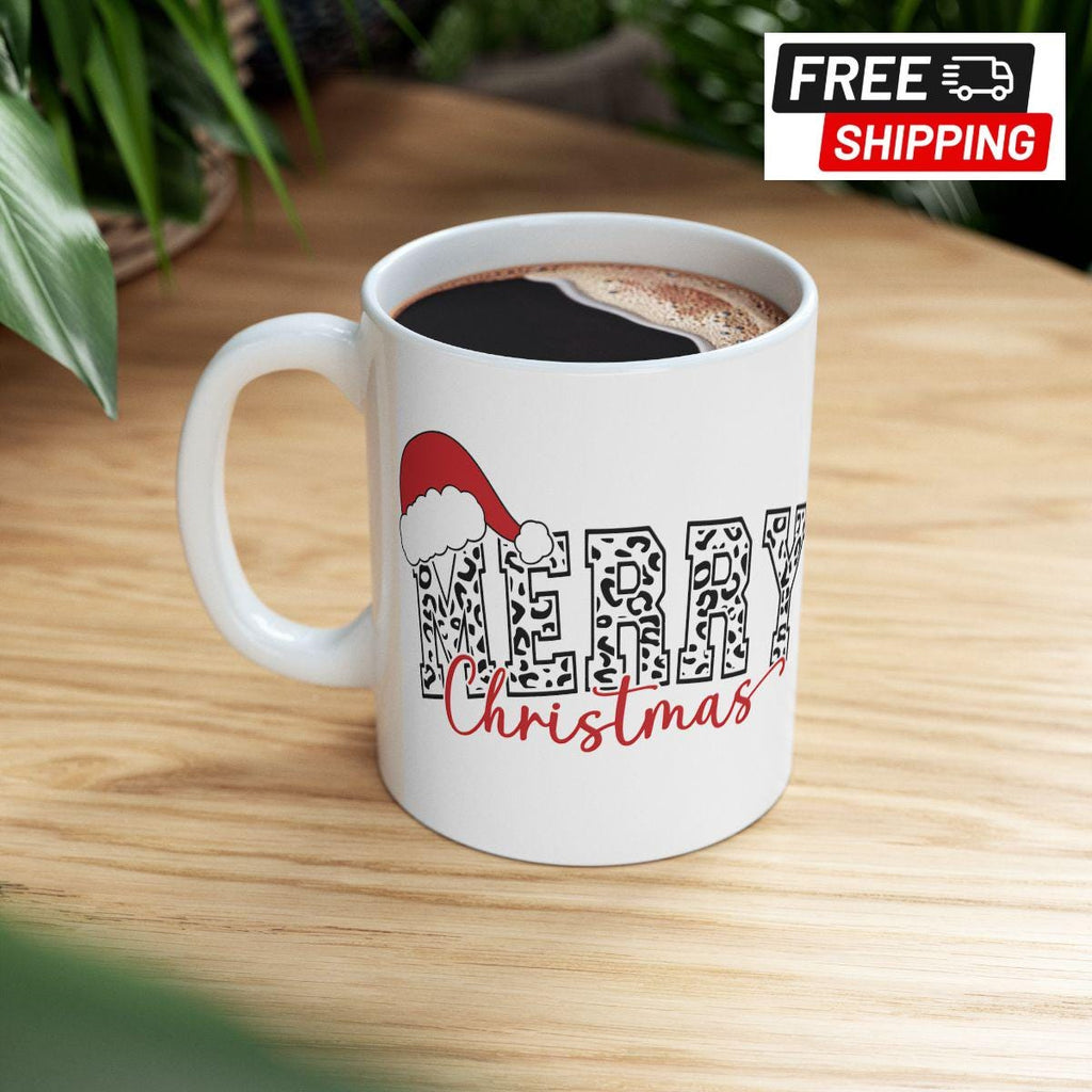 Merry Christmas Mug - Christmas mug, Holiday Coffee Cup, Christmas Gift Ideas, Leopard Print Merry Christmas Mug, Teacher Gift Gift for Mom