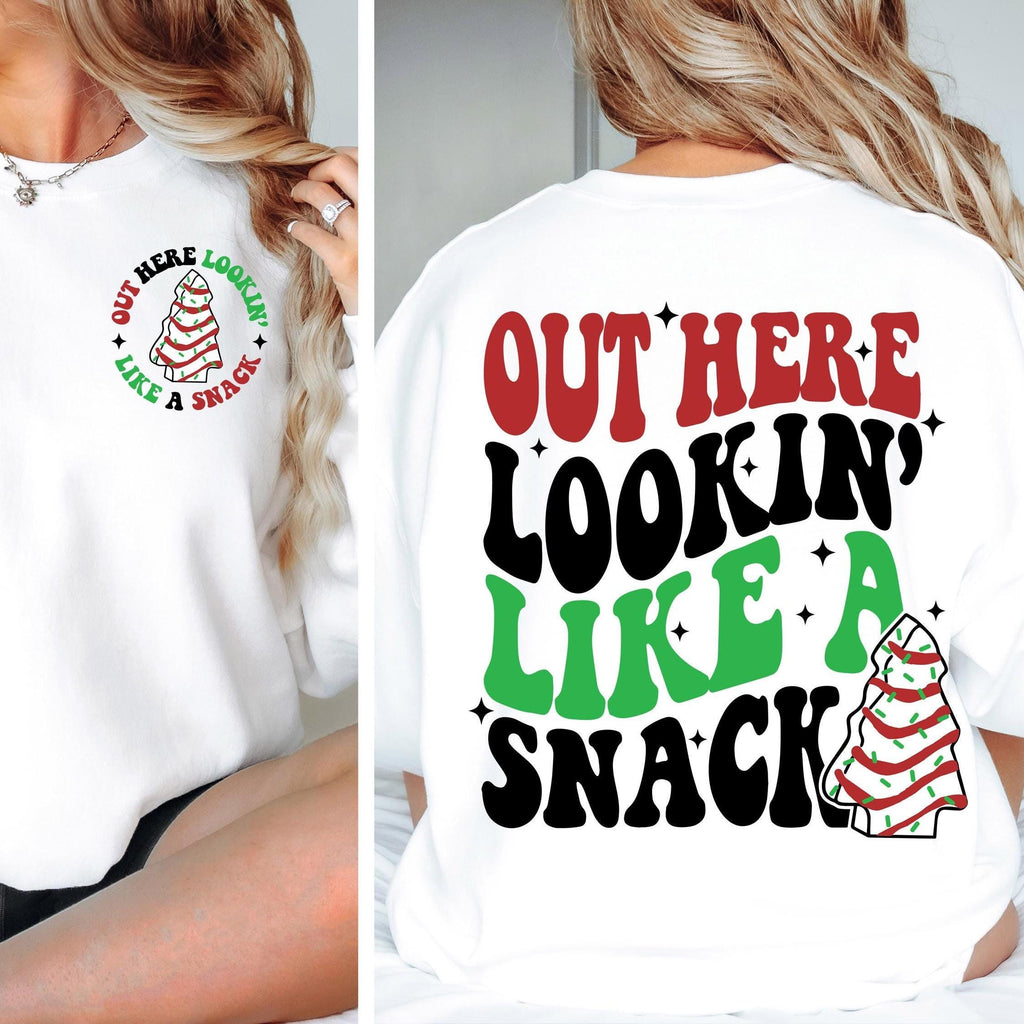 Out Here Lookin Like a Snack Christmas Tree Cakes Shirt, Christmas Shirt, Christmas Sweater Sweatshirt Humorous Shirt, Novelty Apparel