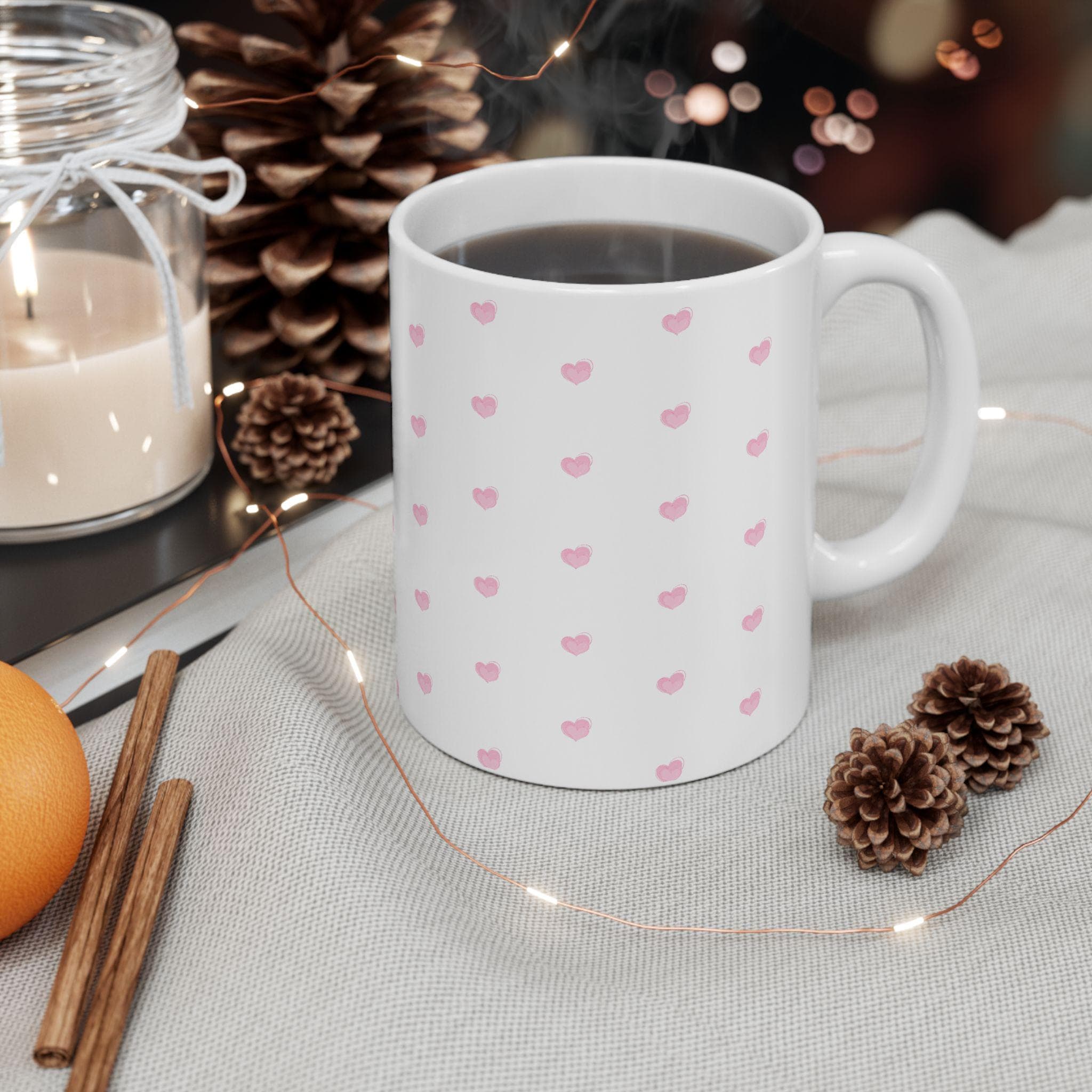 Cute Pink Heart Ceramic Mug, Perfect for Valentine's Day Gift, Coffee Lovers, Cute Home Decor, Tea Mug, Sweetheart Gift