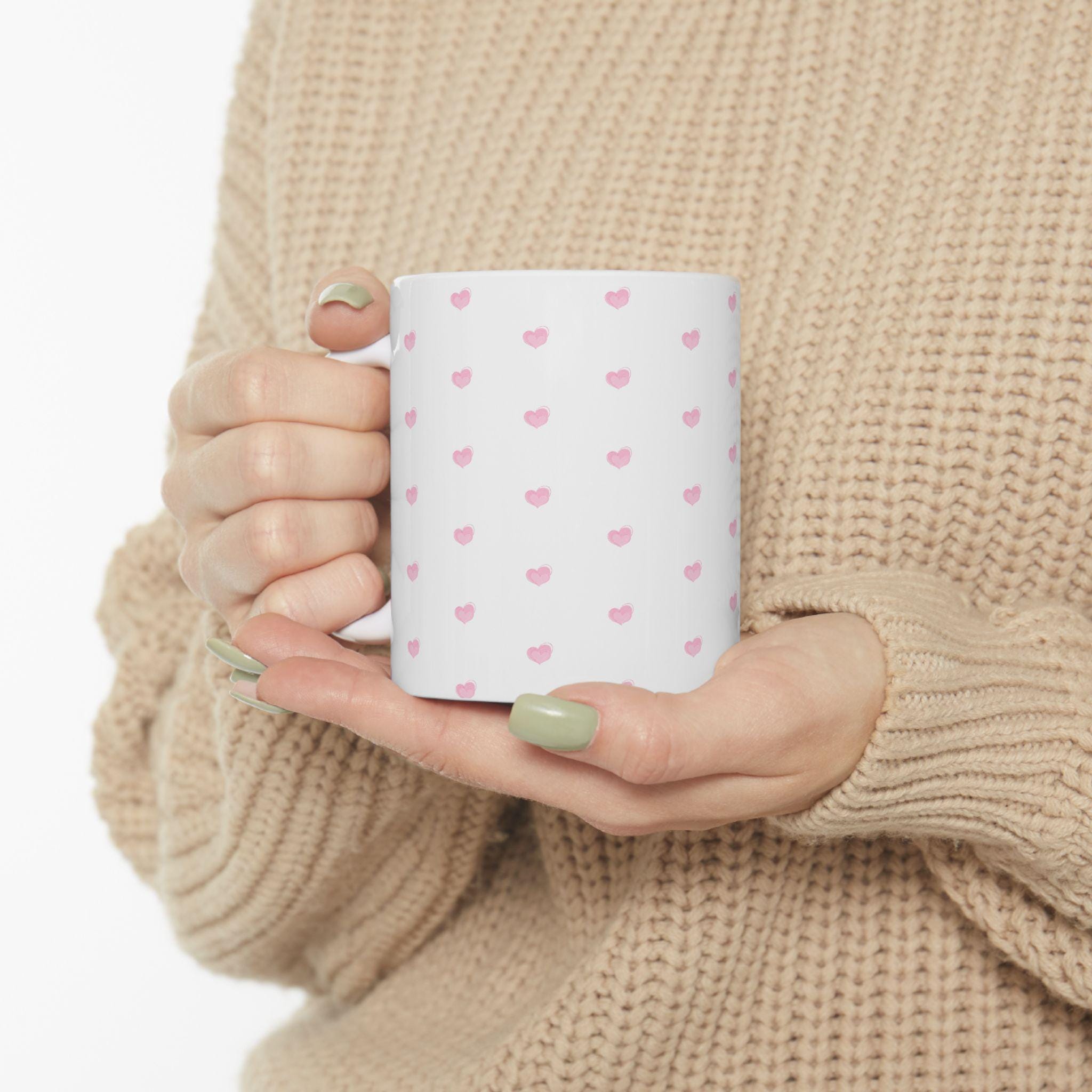 Cute Pink Heart Ceramic Mug, Perfect for Valentine's Day Gift, Coffee Lovers, Cute Home Decor, Tea Mug, Sweetheart Gift