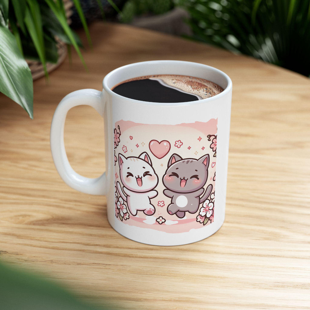 Cute Cat Floral Ceramic Mug - Perfect Gift for Cat Lovers, Coffee Lovers, Birthdays, Valentines, or Just Because