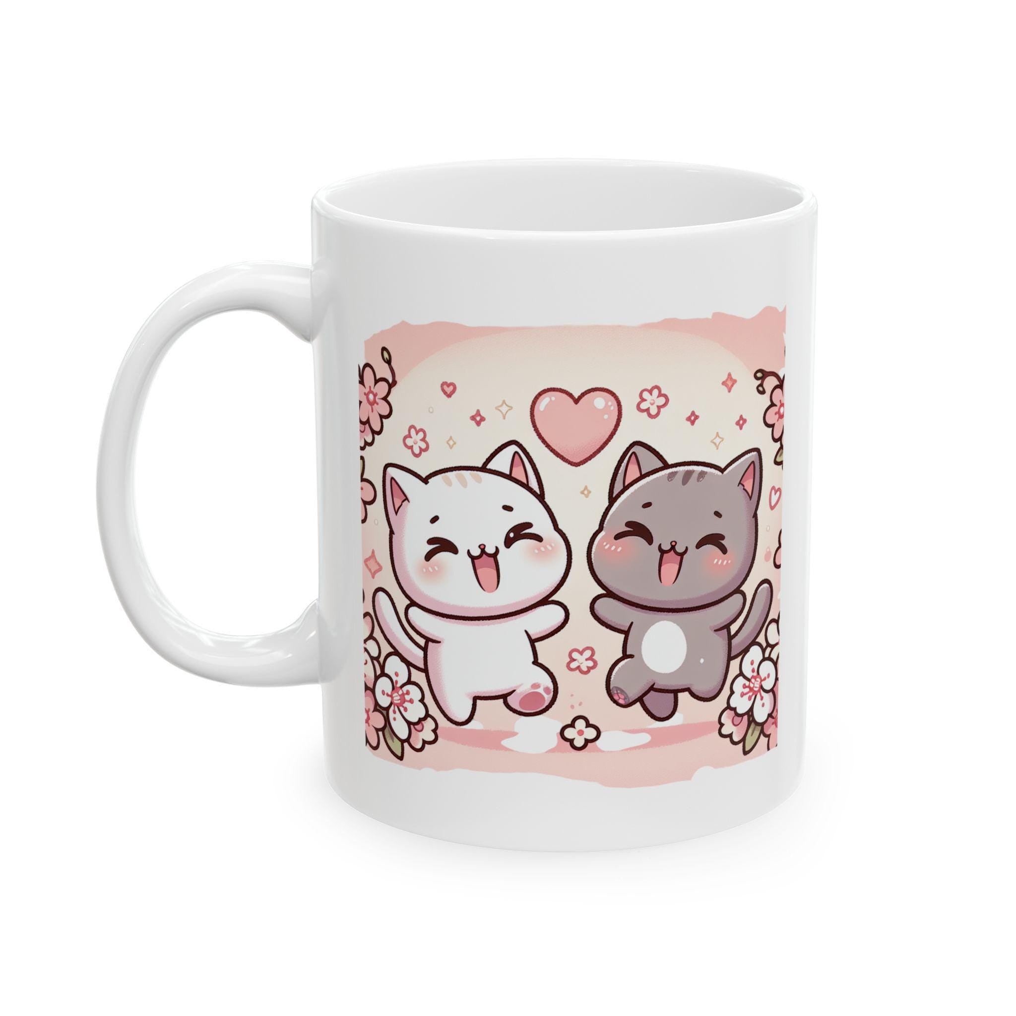 Cute Cat Floral Ceramic Mug - Perfect Gift for Cat Lovers, Coffee Lovers, Birthdays, Valentines, or Just Because