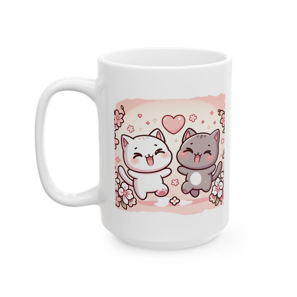 Cute Cat Floral Ceramic Mug - Perfect Gift for Cat Lovers, Coffee Lovers, Birthdays, Valentines, or Just Because