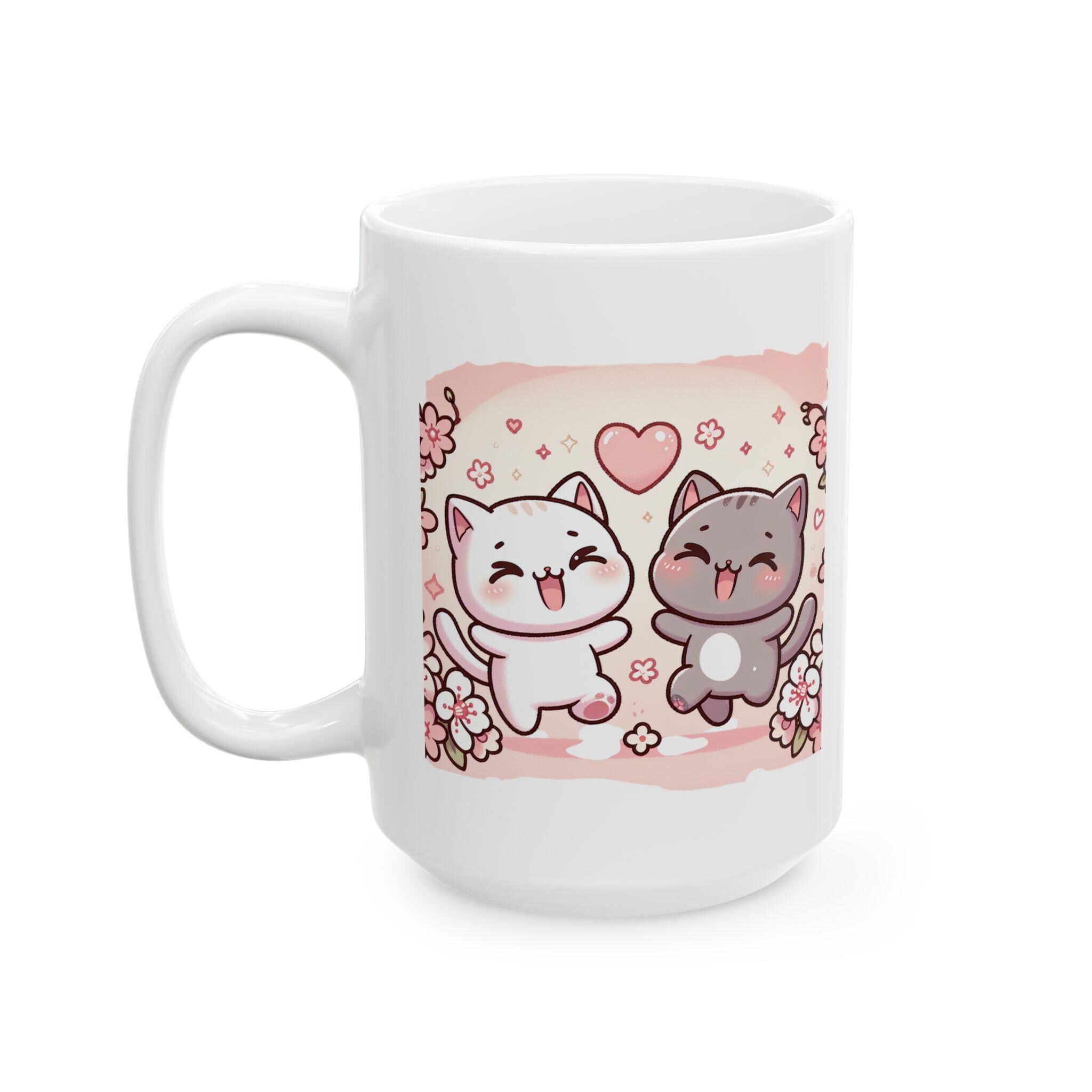 Cute Cat Floral Ceramic Mug - Perfect Gift for Cat Lovers, Coffee Lovers, Birthdays, Valentines, or Just Because
